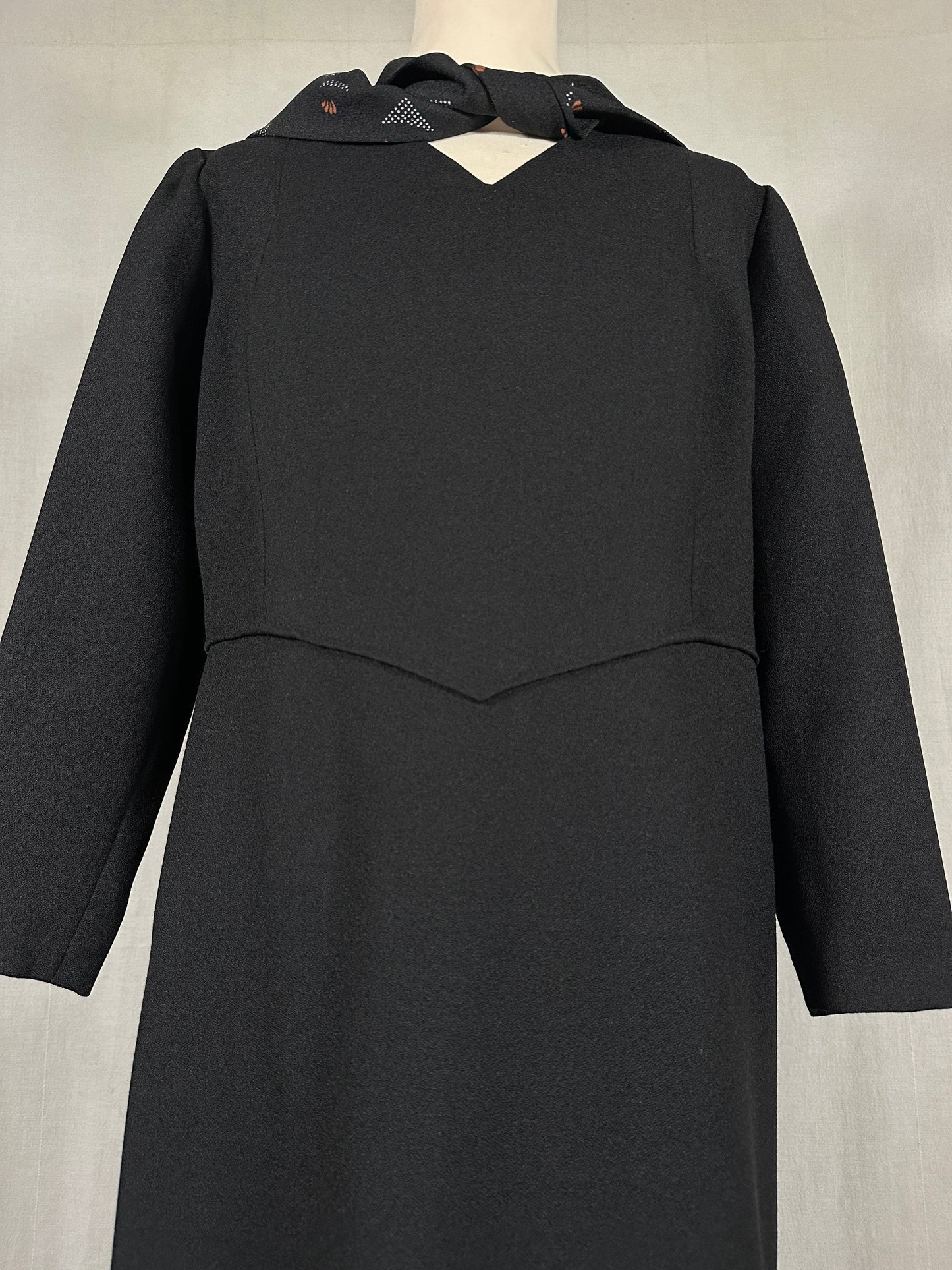 Abito Vintage Anni ‘70 Sartoriale in Lana Nero