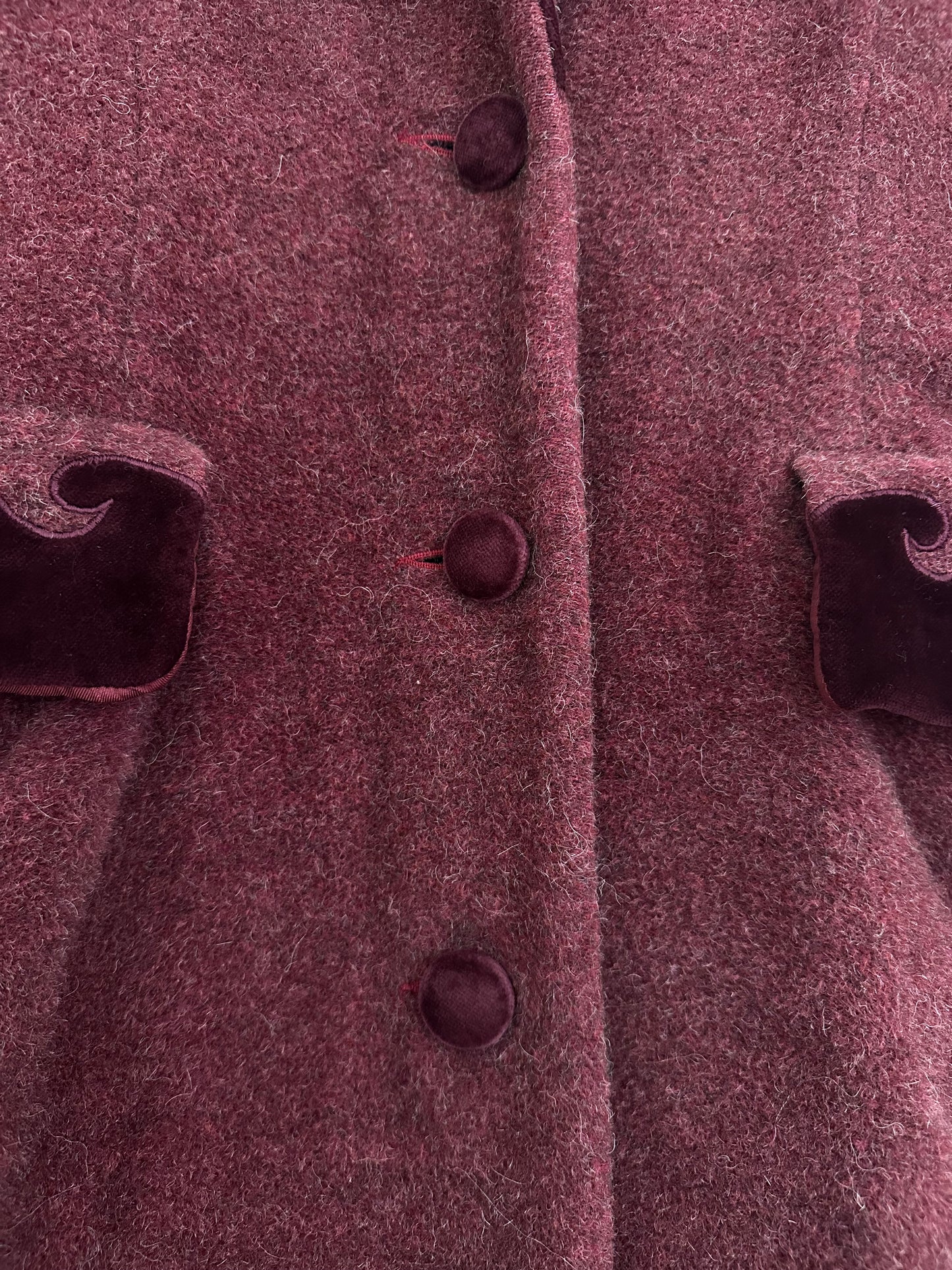 Cappotto Anni ‘90 Nicoletta Ruggiero in Lana e Angora Vinaccia