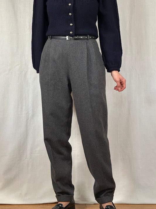 Pantaloni Classici Vintage in Misto Lana Grigi Tg.42