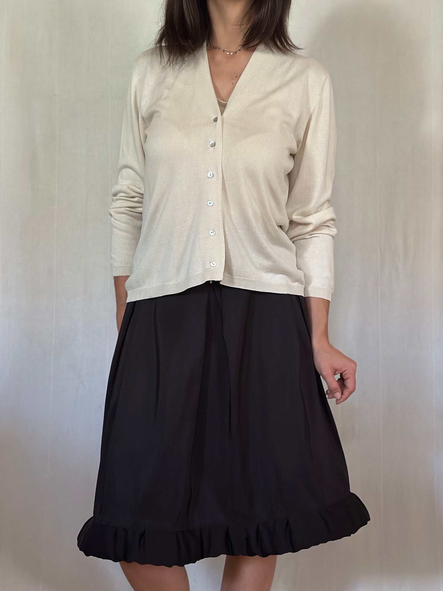 Completo Twinset Canotta e Cardigan in Seta Beige Tg.44/46