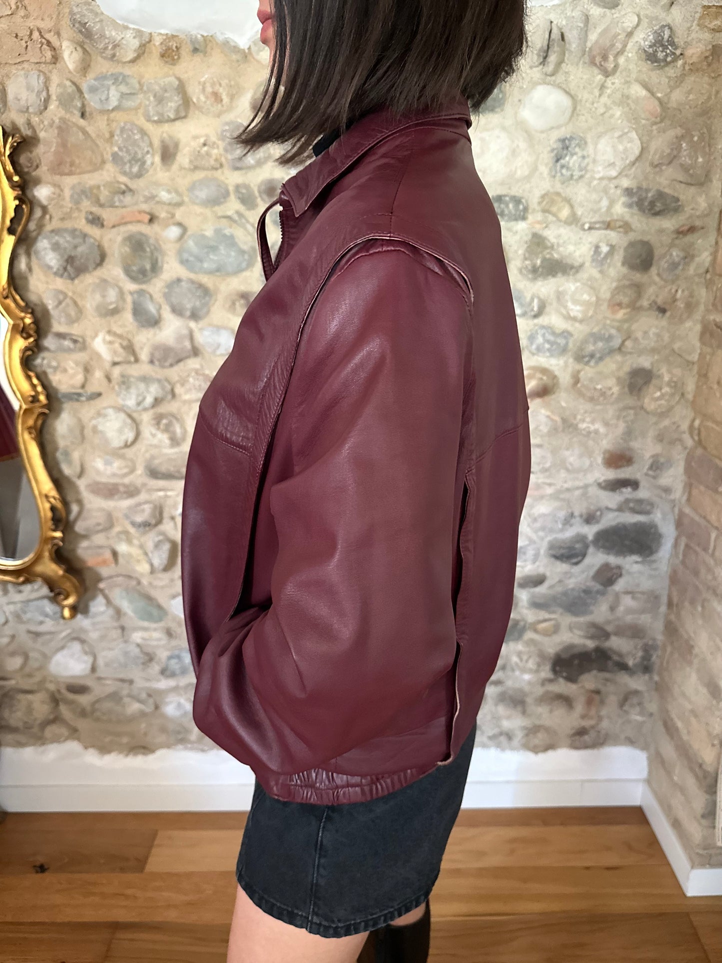 Giubbotto Vintage Anni ‘80 in Pelle Vinaccia Tg.44/46