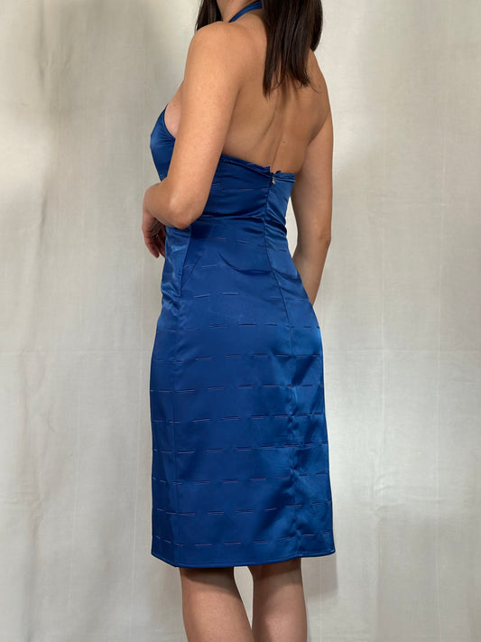 Abito Halter Versace Jeans Couture Blu Elettrico