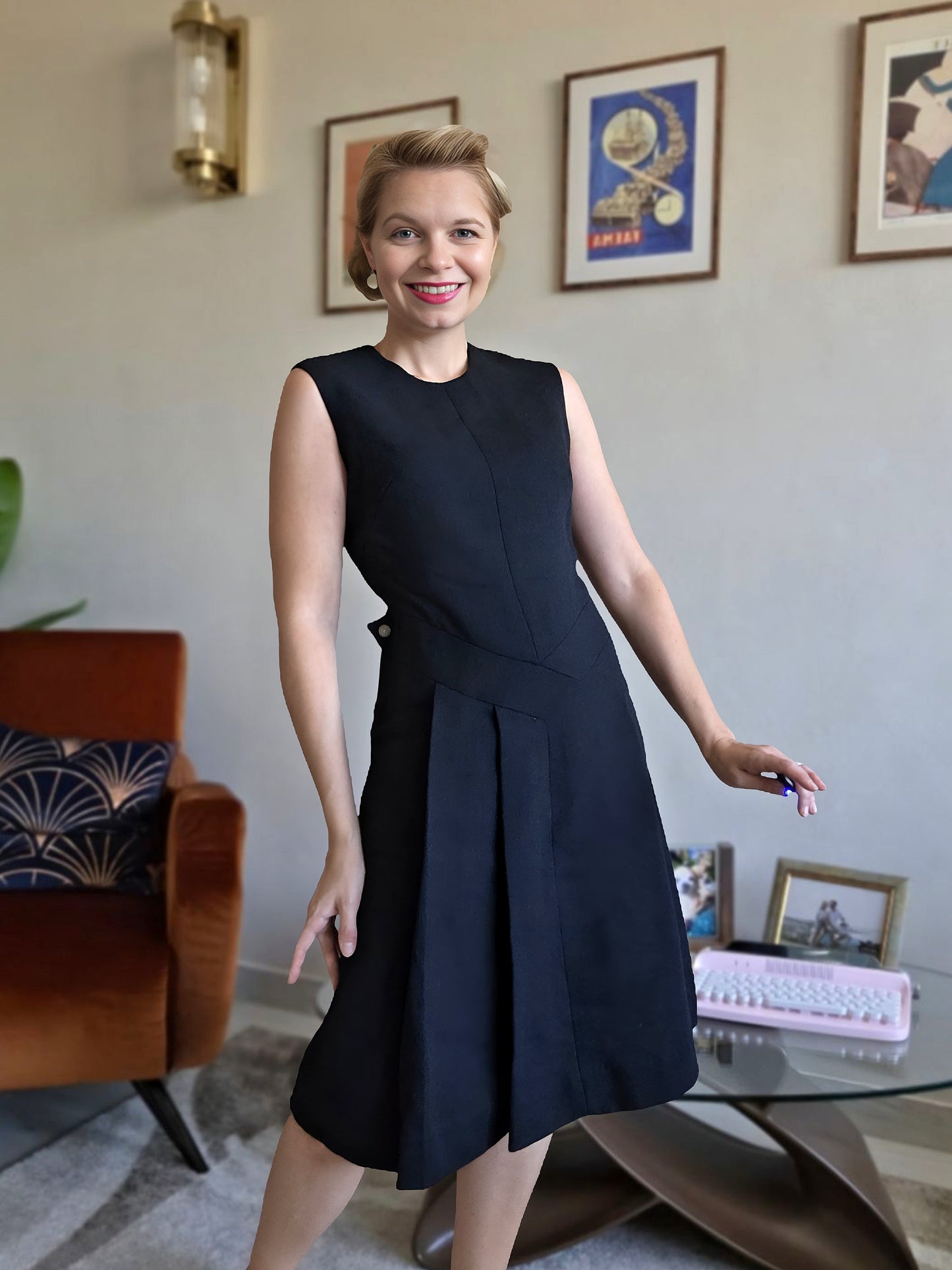 Abito Vintage Anni ‘60 Sartoriale in Lana Nero