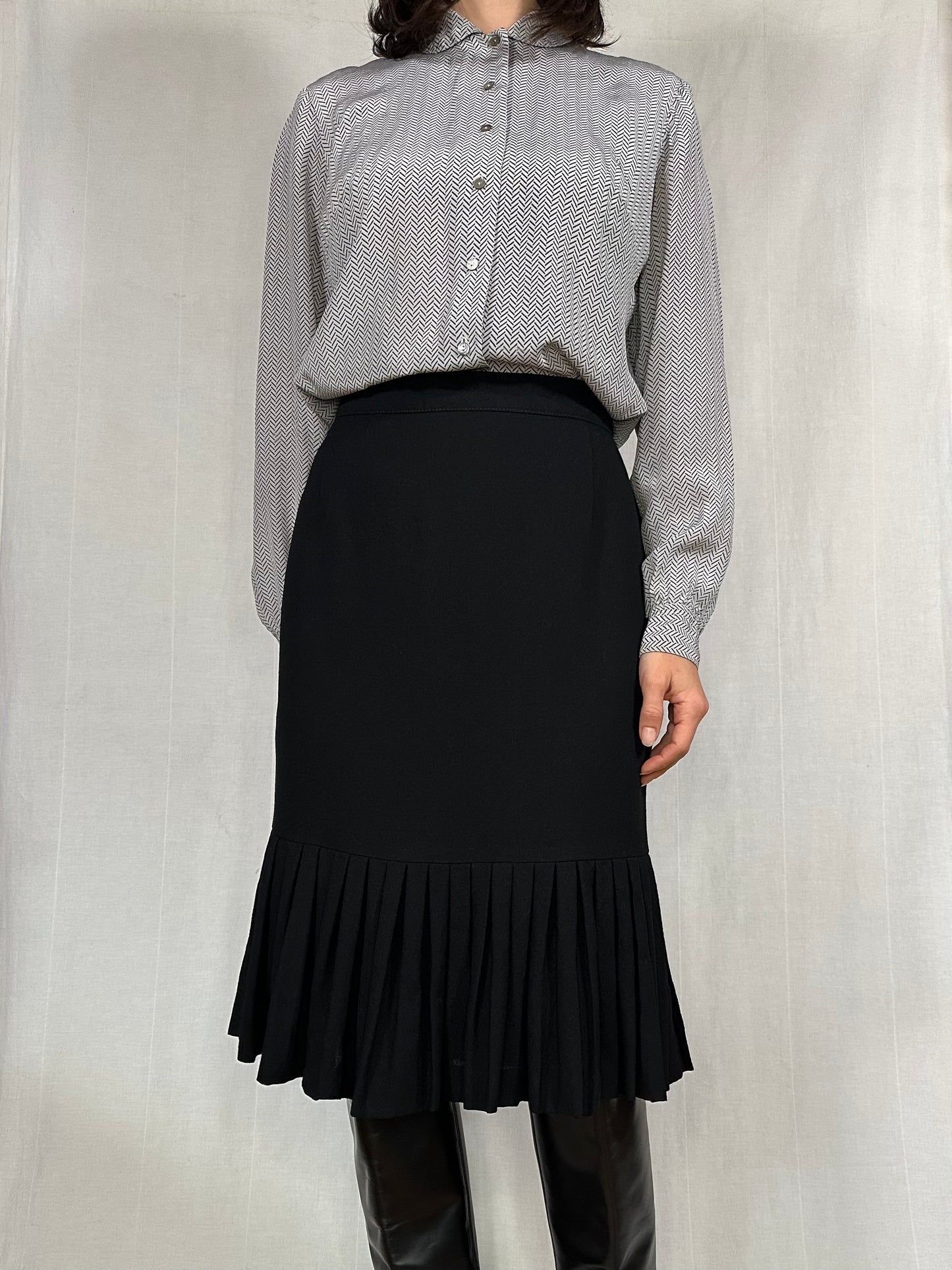 Camicia Sartoriale Anni ‘80 in Seta Grigia Tg.44/46