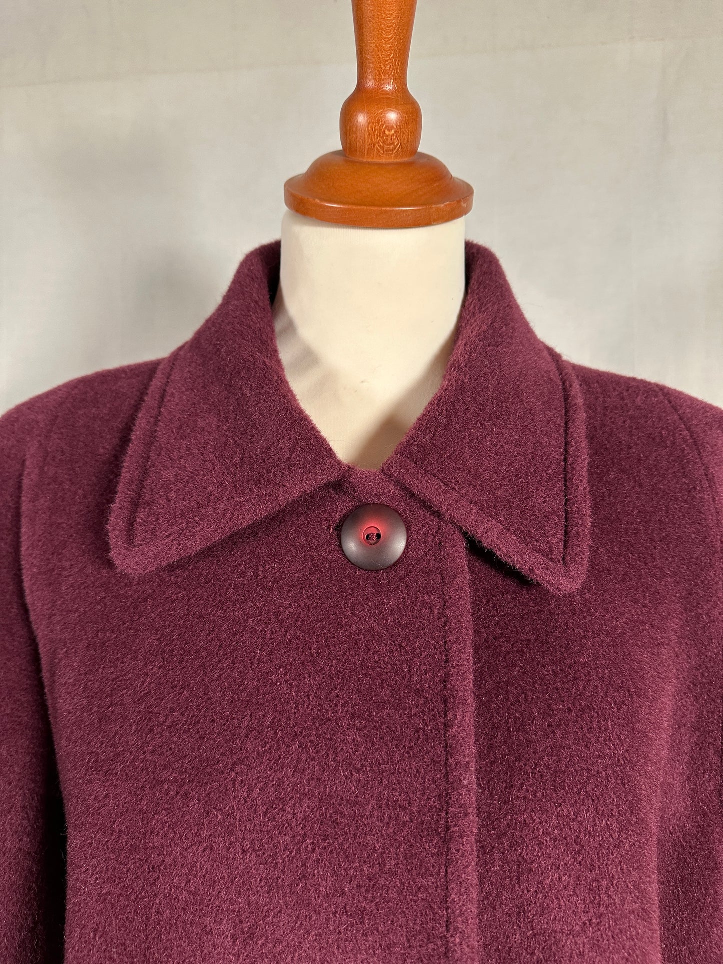 Cappotto Vintage Anni ‘80 in Alpaca, Mohair e Lana Color Vinaccia