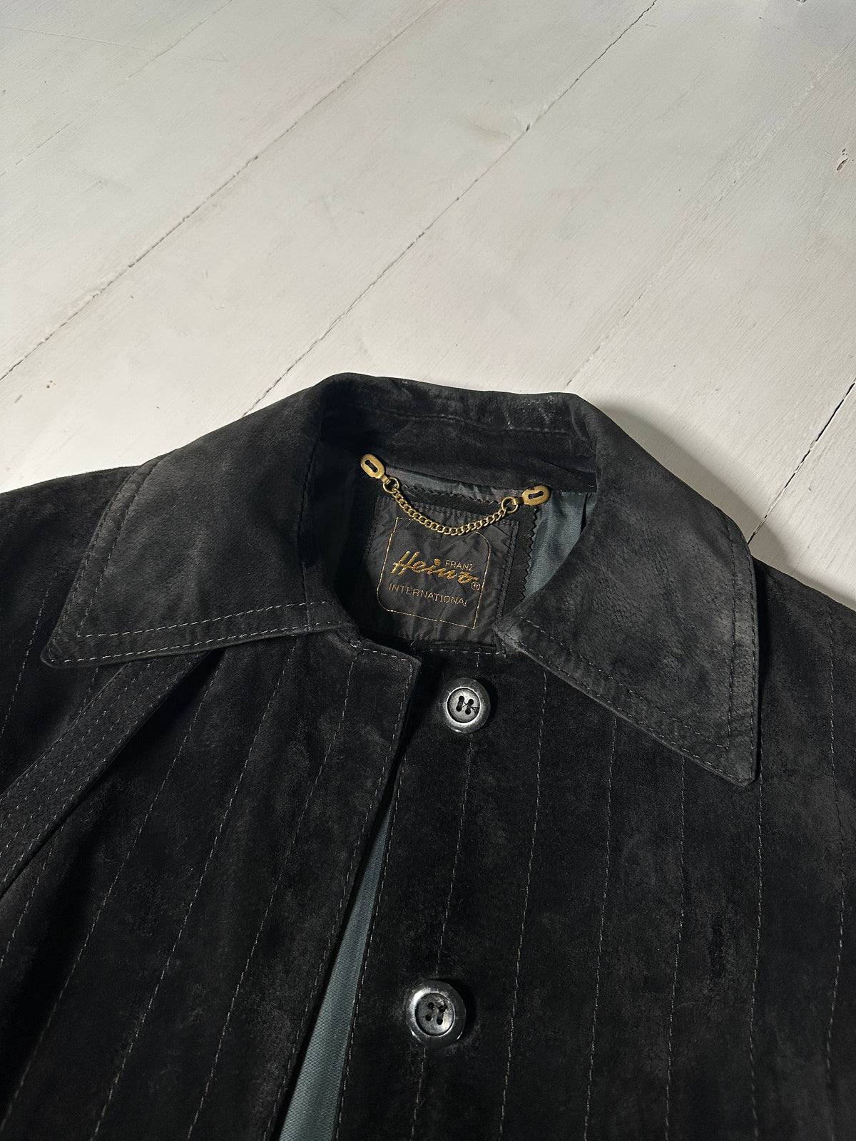Trench Vintage Anni ‘70 in Pelle Scamosciata Nero