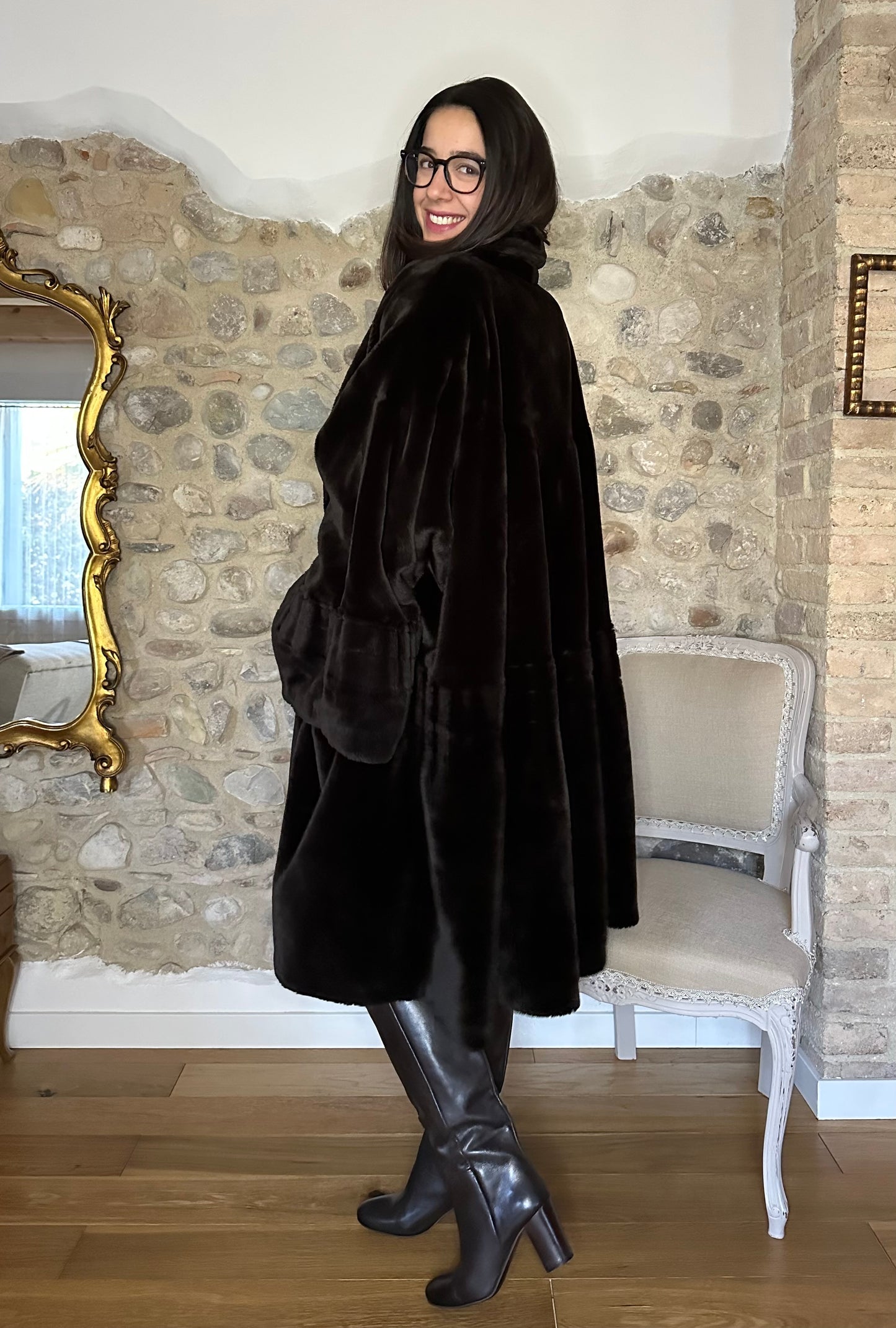 Pelliccia Sintetica Anni ‘80 Marrone Tg. Unica