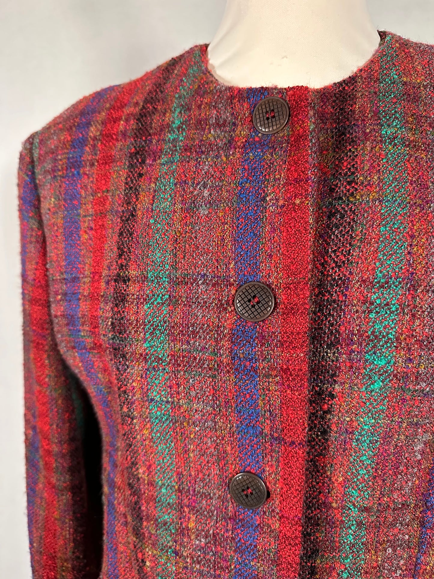 Giacca Missoni Vintage Anni ‘80 in Tweed di Lana Bouclé Bordeaux Tg.44/46