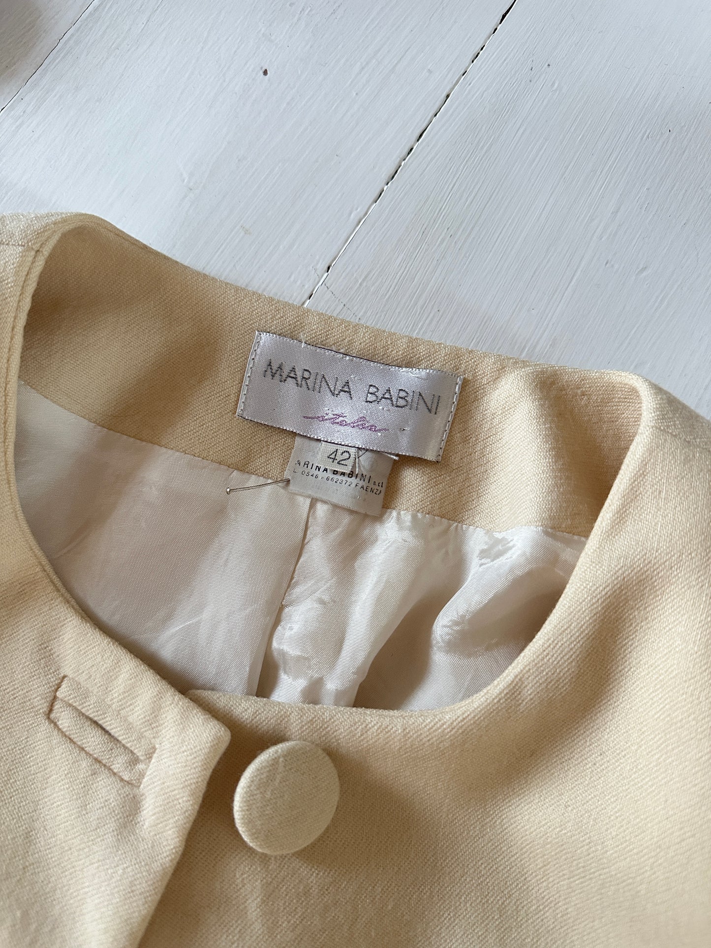 Giacca Crop Vintage Anni ‘80 Marina Babini in Kashmir Crema Tg.42