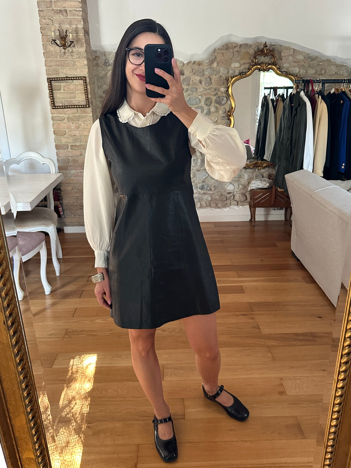 Abito Vintage Elisa Landri Anni ‘90 in Pelle Nera