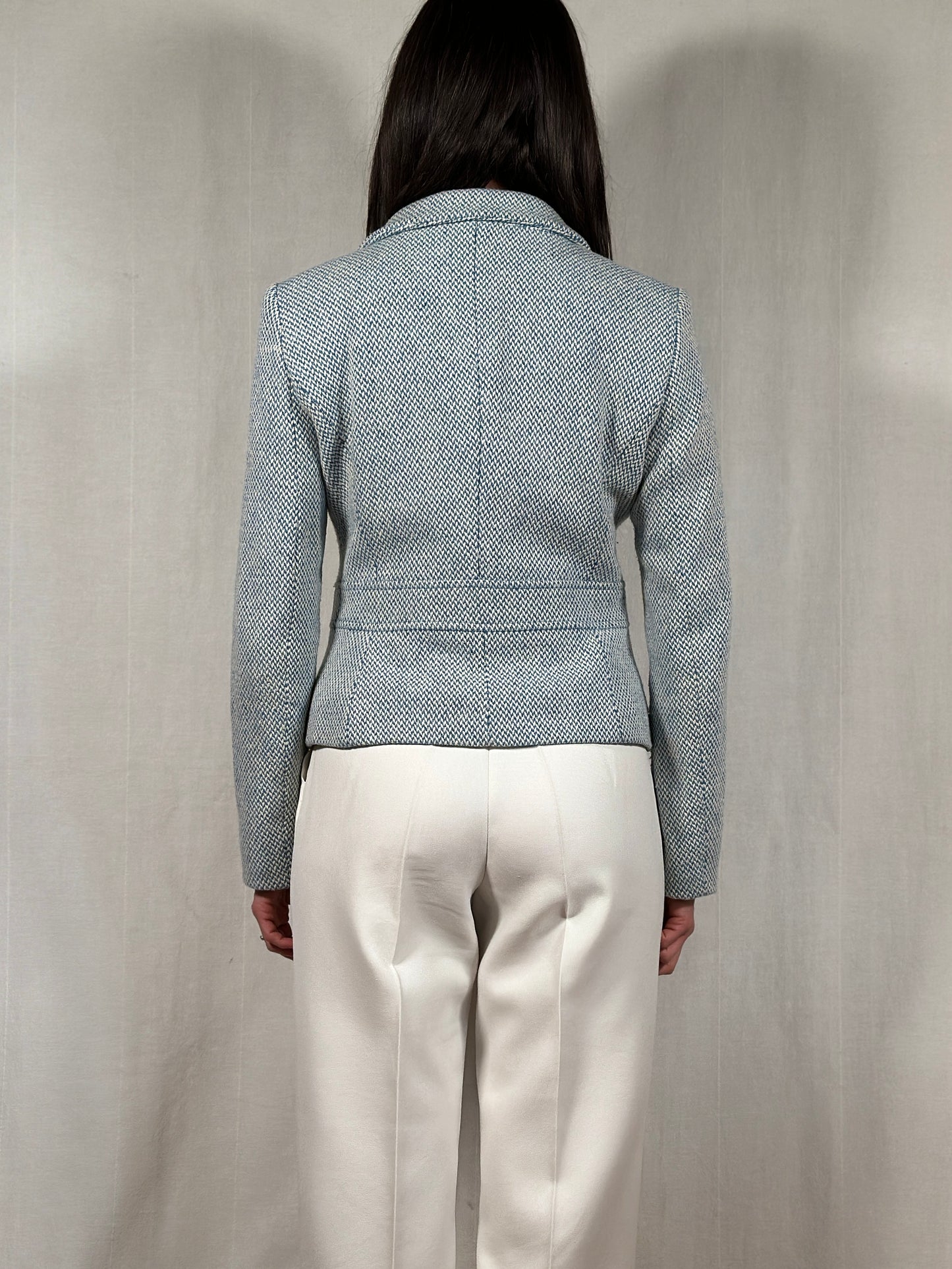 Giacca Benetton in Misto Lana Panna e Azzurro