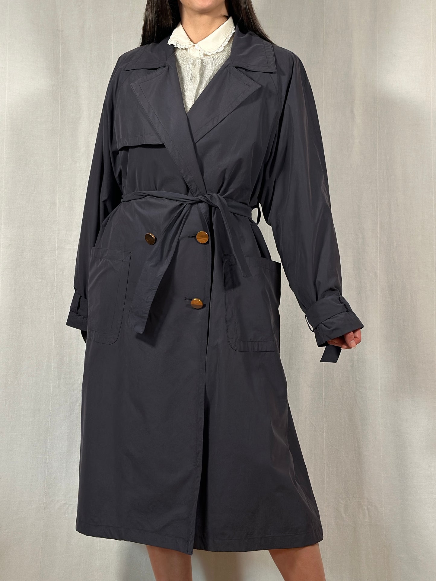 Trench Vintage Anni ‘90 Les Copains Blu Fumo