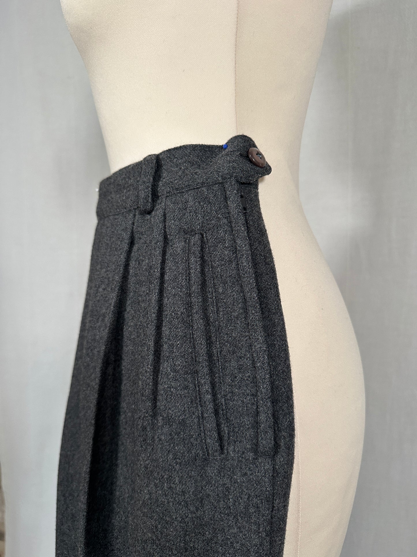 Pantaloni Classici Vintage in Misto Lana Grigi Tg.42