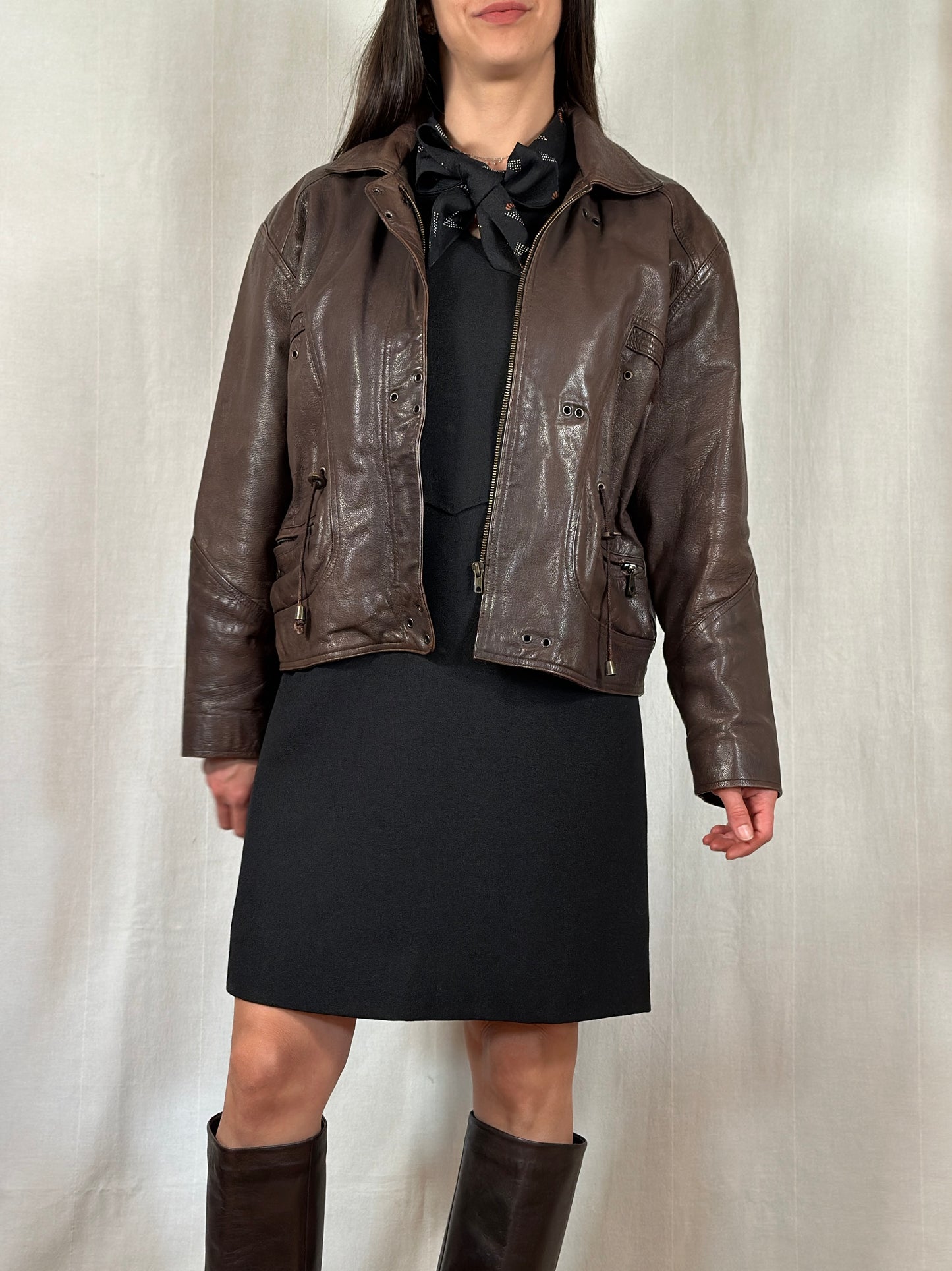 Giubbotto Anni ‘90 in Pelle Marrone