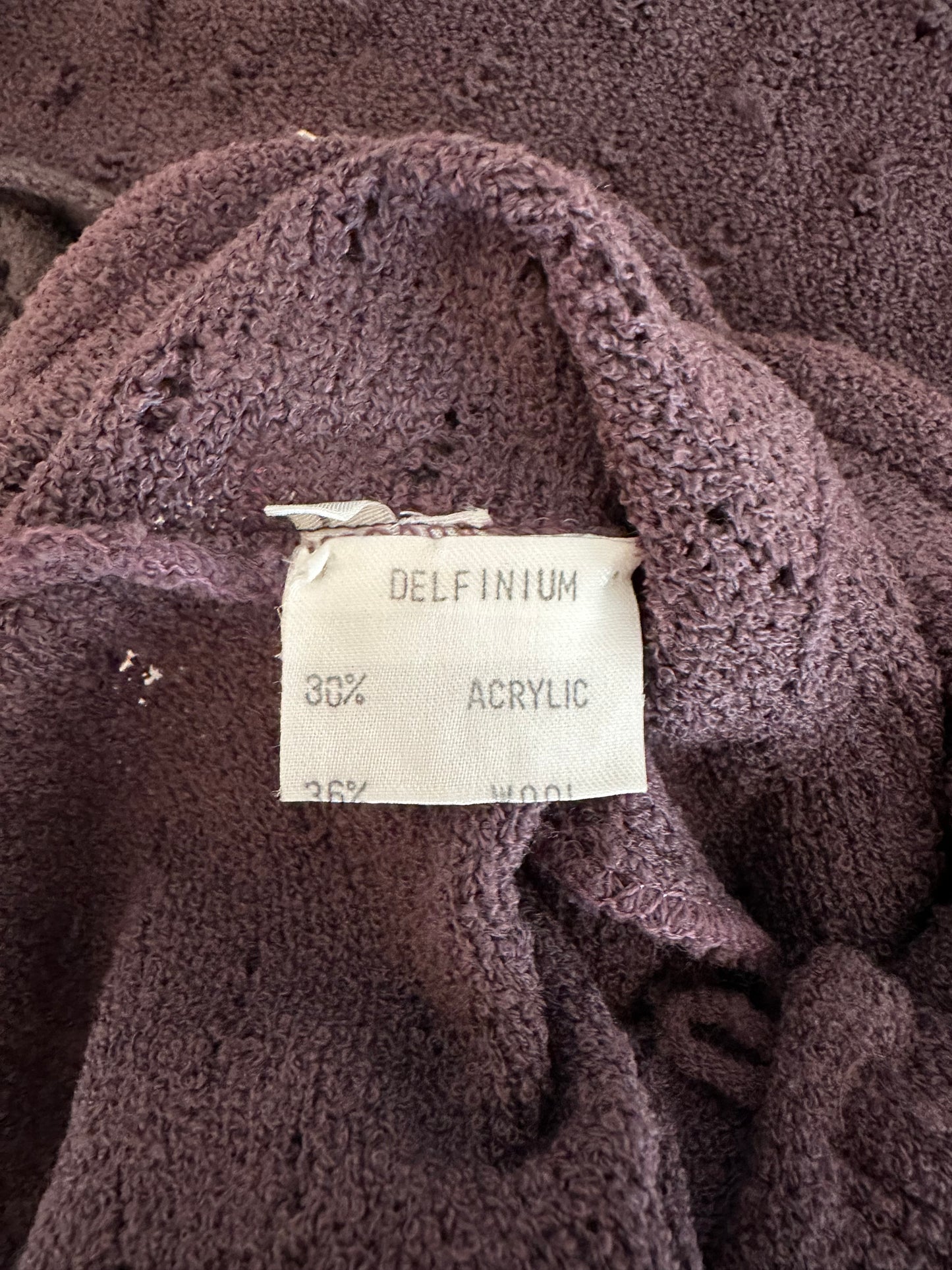 Abito Midi Anni ‘80 Nuovo Misto Lana Prugna Tg.42/44