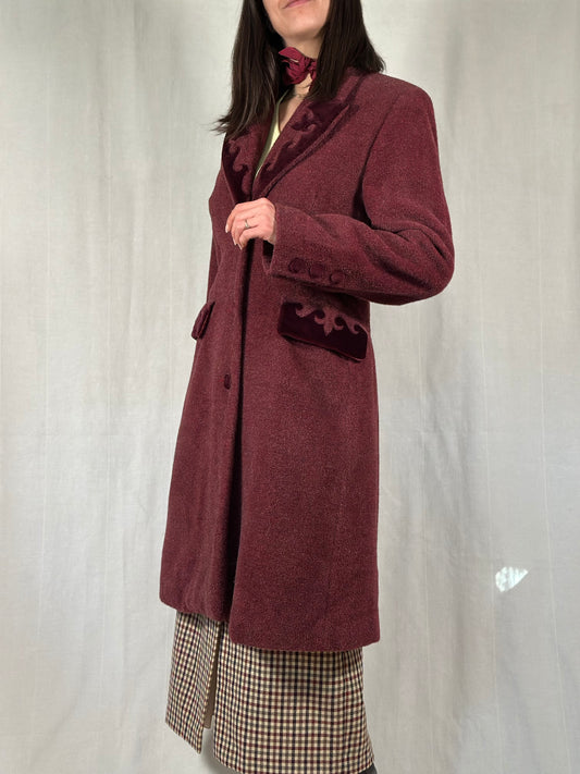 Cappotto Anni ‘90 Nicoletta Ruggiero in Lana e Angora Vinaccia