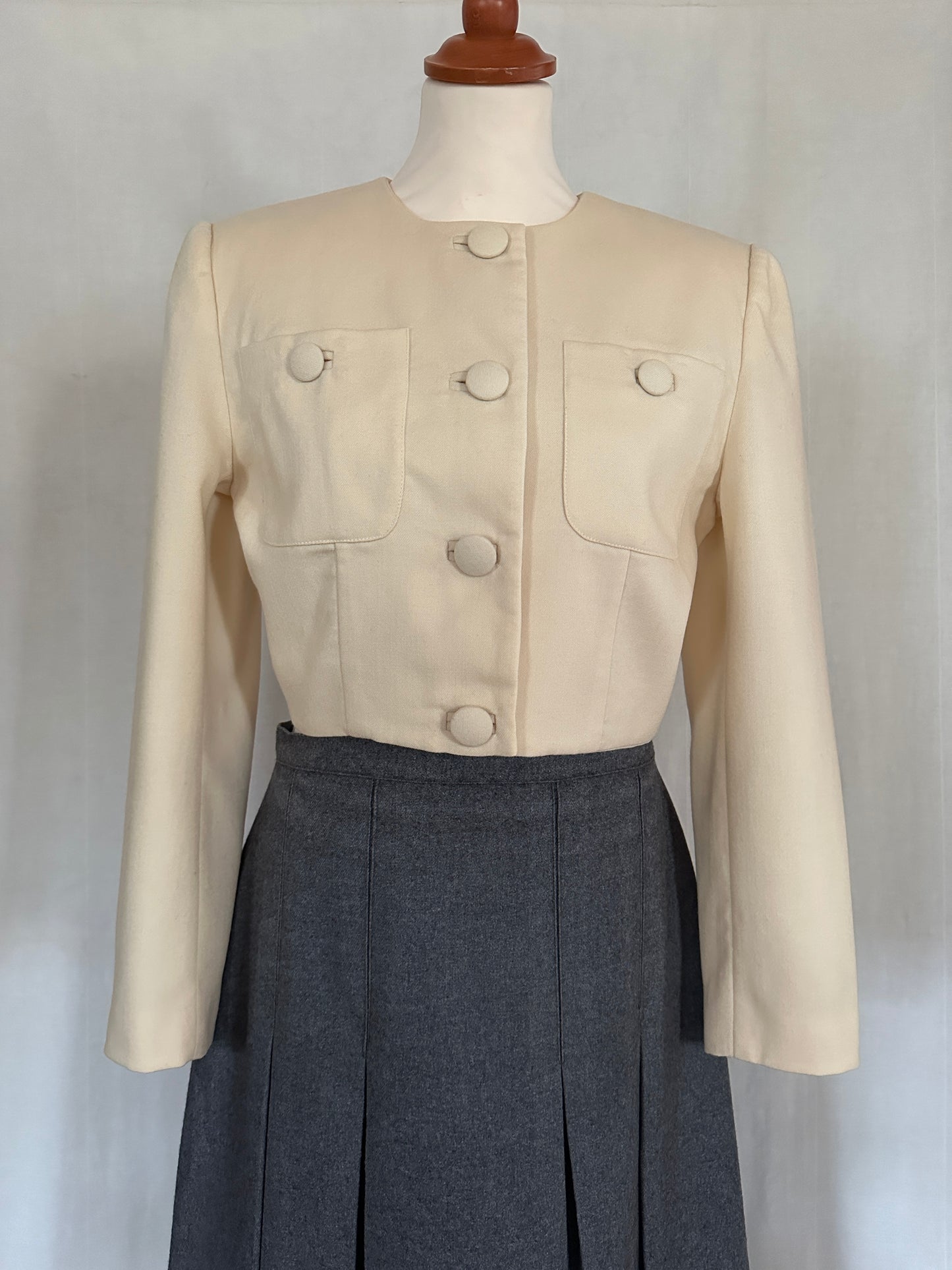 Giacca Crop Vintage Anni ‘80 Marina Babini in Kashmir Crema Tg.42