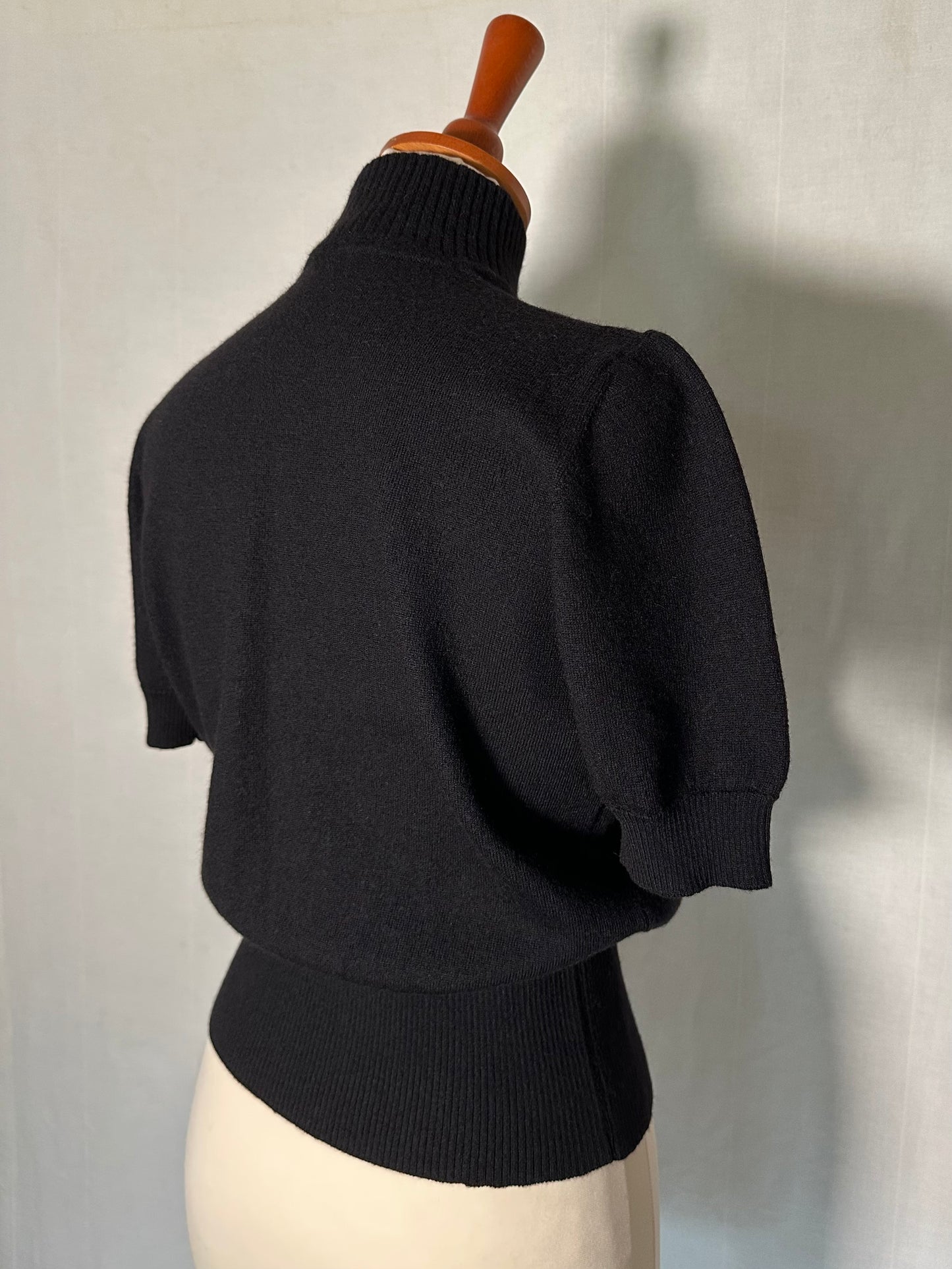 Sottogiacca Vintage Mazzonetto Manica Corta in Lana Nero Tg.40/42/44