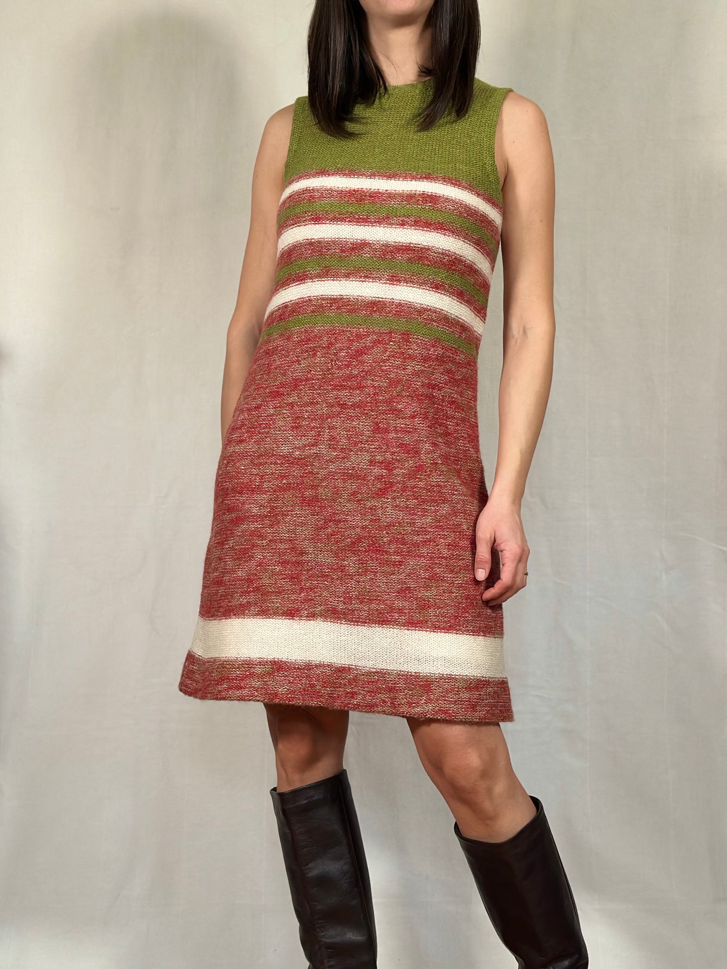 Abito Anni ‘70 Svasato in Lana a Righe