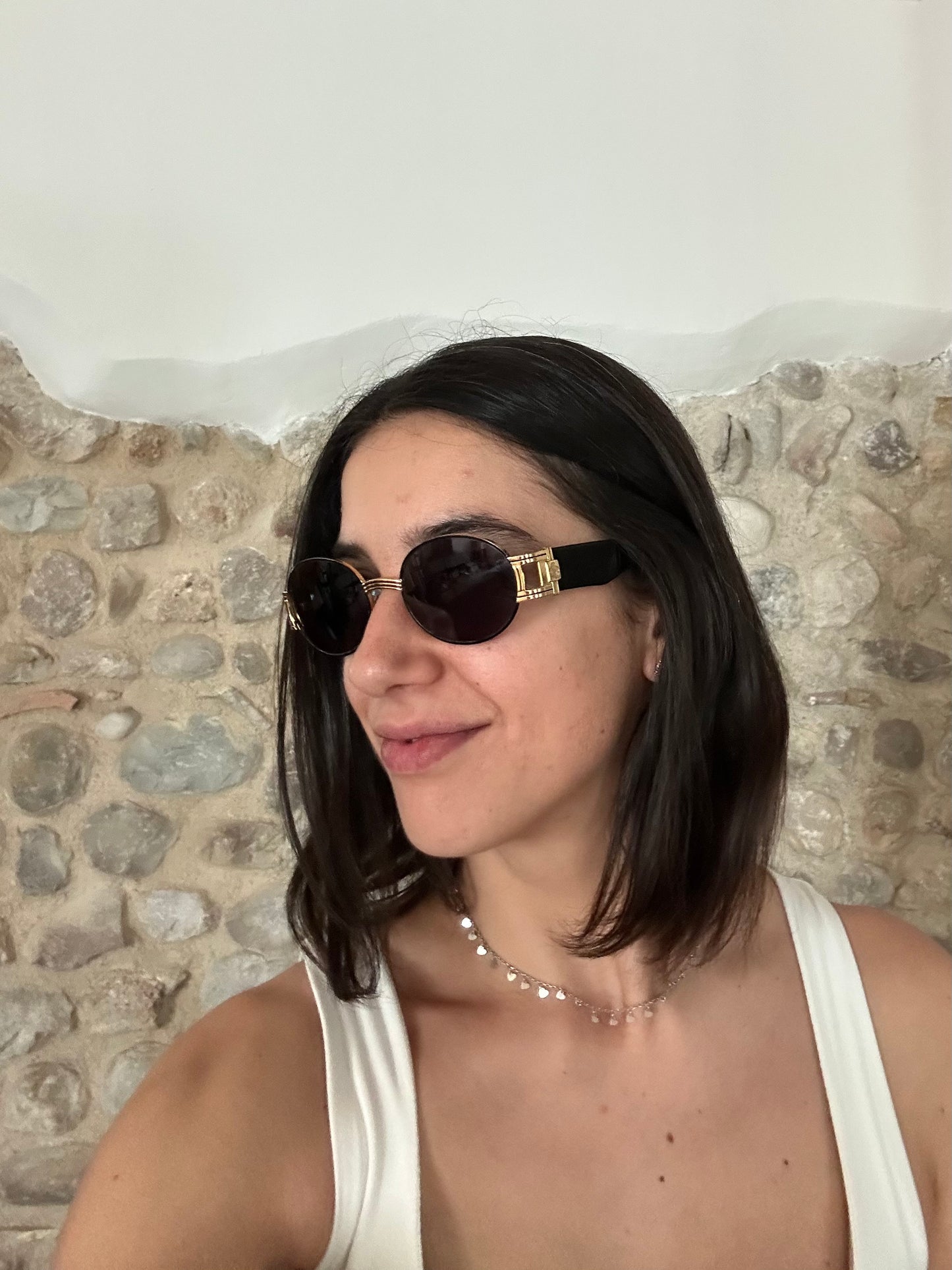 Occhiali da Sole Vintage Anni ‘90 Von Fürstenberg Neri e Oro
