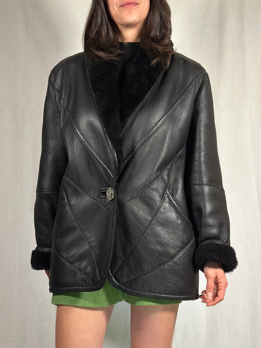 Montone Vintage Anni ‘80 in Pelle Nero