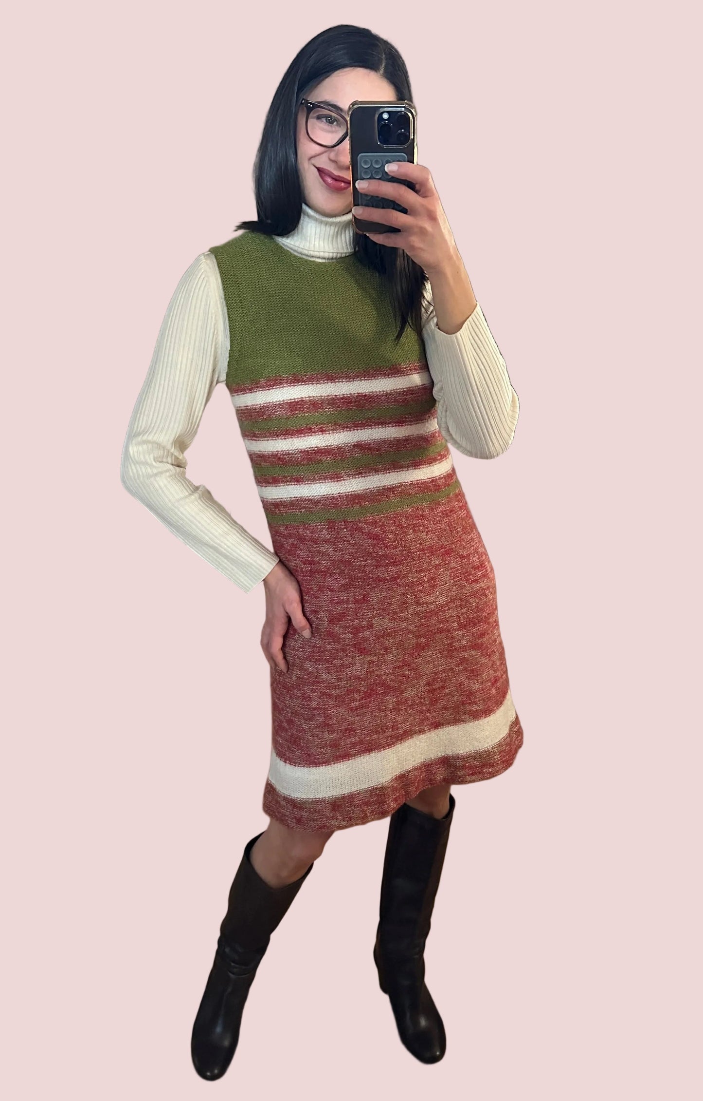 Abito Anni ‘70 Svasato in Lana a Righe