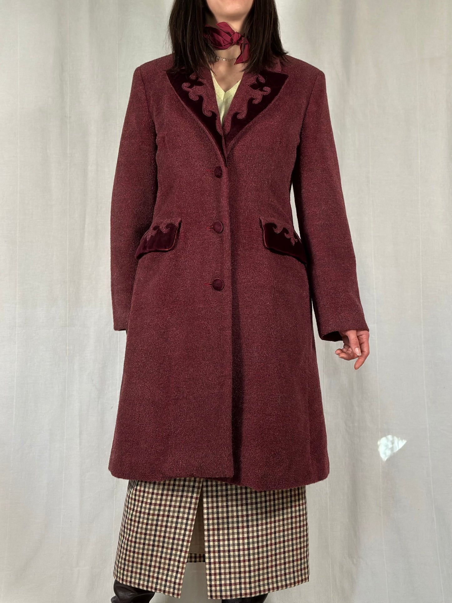 Cappotto Anni ‘90 Nicoletta Ruggiero in Lana e Angora Vinaccia