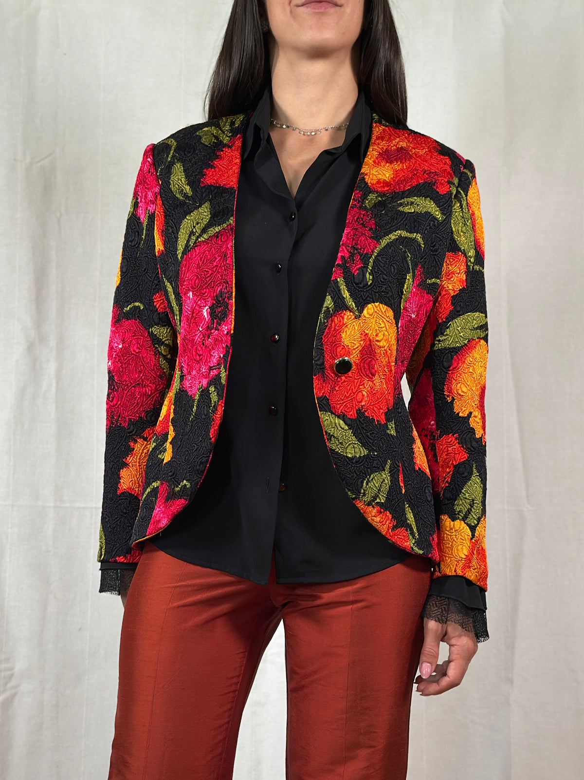 Giacca Anni ‘90 Pianoforte MaxMara Lana e Seta a Fiori