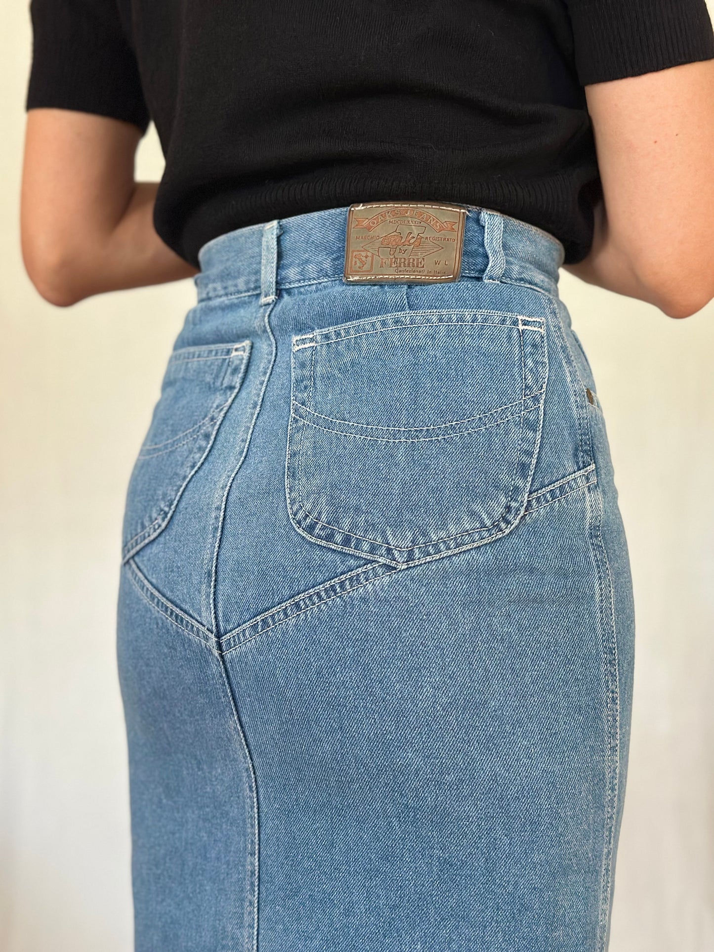 Gonna Vintage Oaks by Ferrè Anni ‘80 in Jeans Tg.36