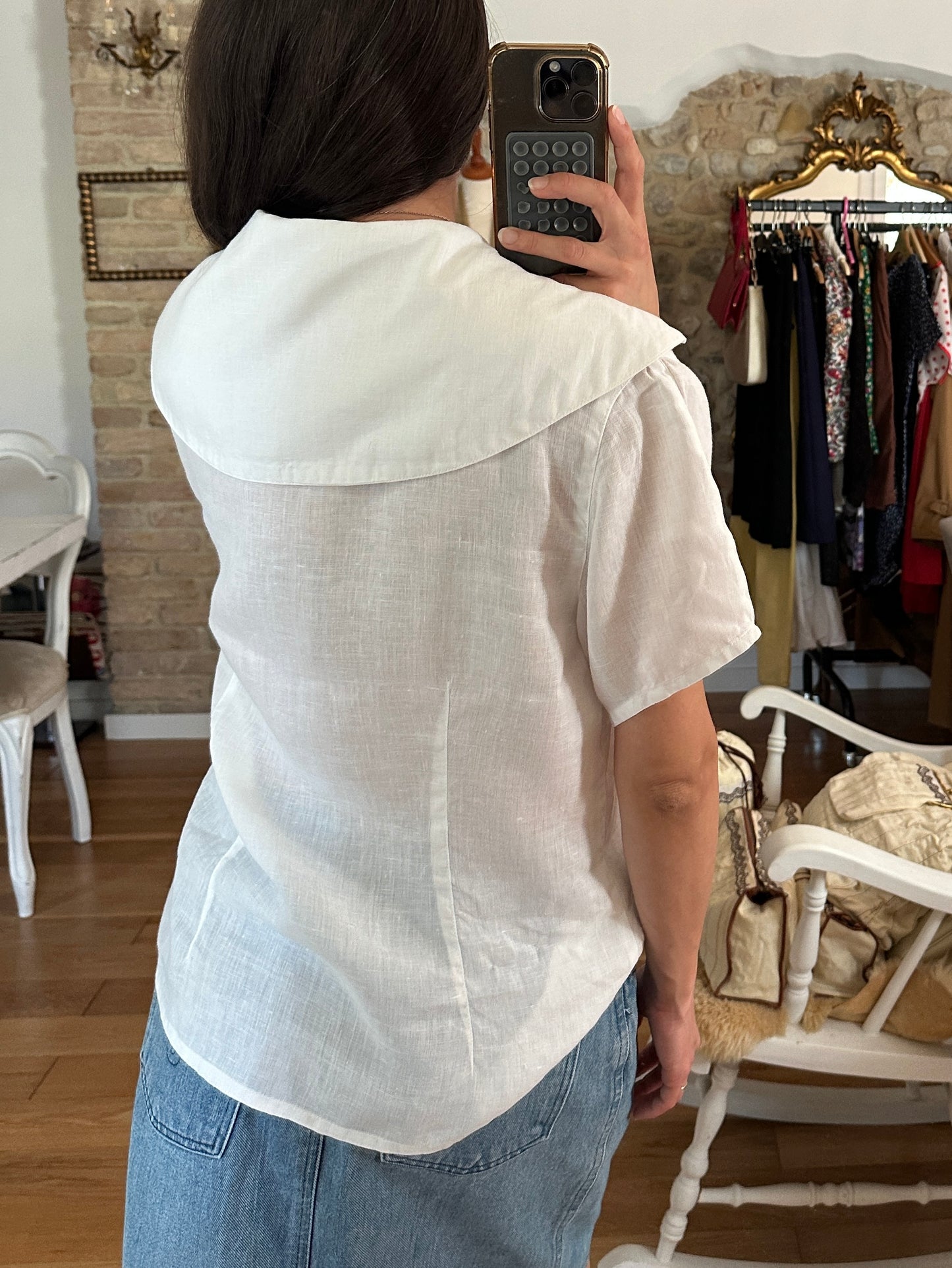 Camicia Vintage Anni ‘80 in Lino Bianca
