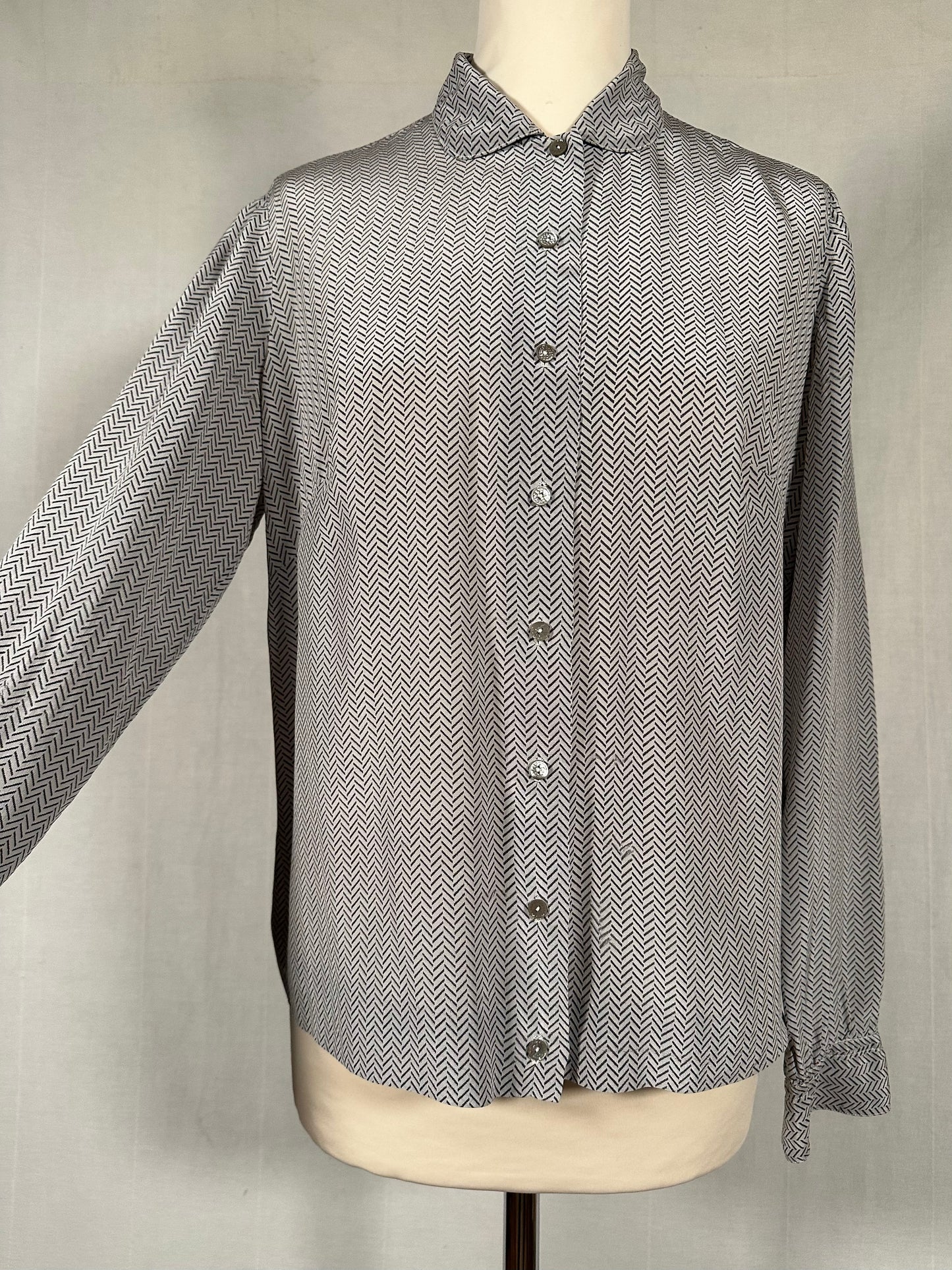 Camicia Sartoriale Anni ‘80 in Seta Grigia Tg.44/46