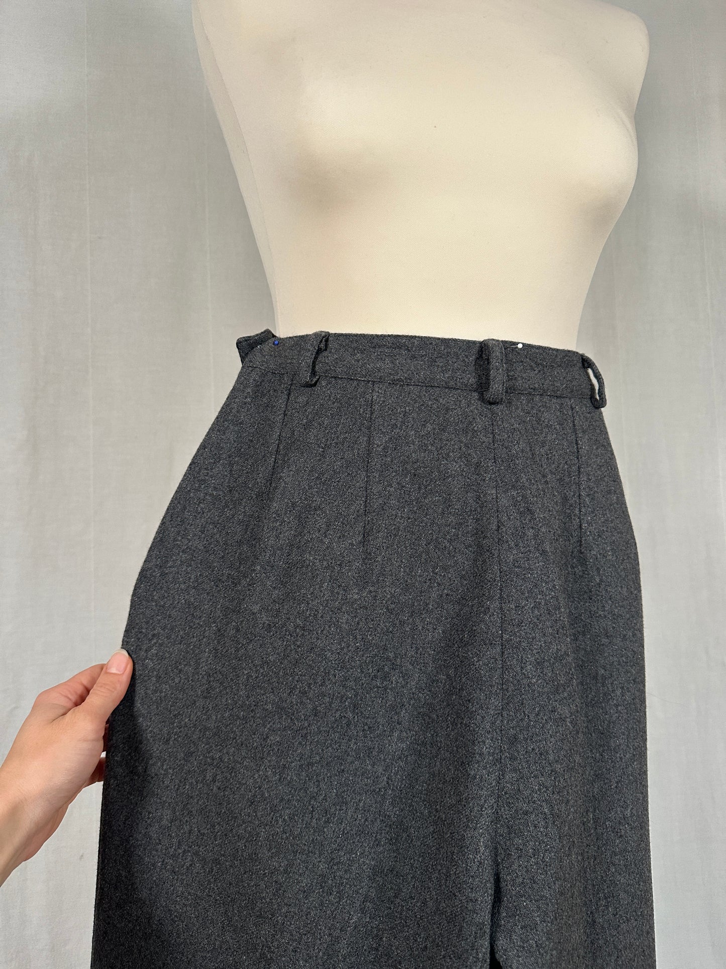 Pantaloni Classici Vintage in Misto Lana Grigi Tg.42