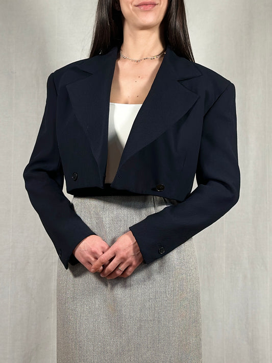 Giacca Crop Gianni Versace Vintage Anni ‘80 Blu