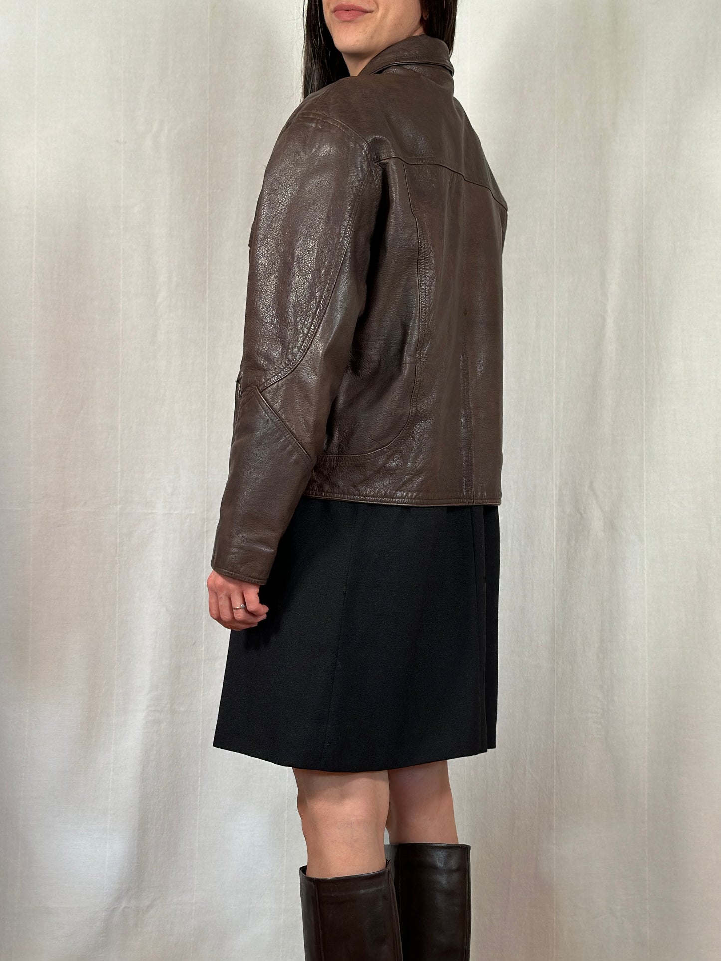 Giubbotto Anni ‘90 in Pelle Marrone