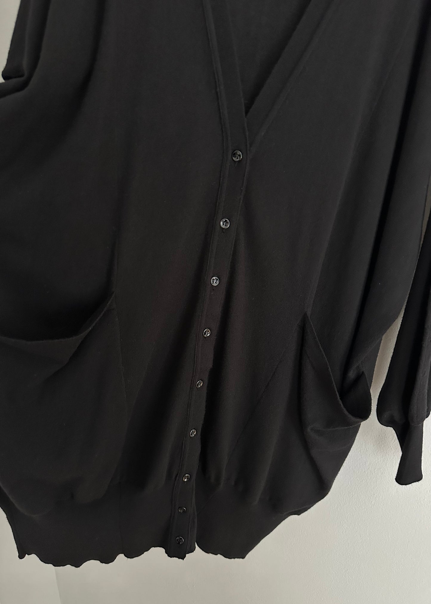 Cardigan Yves Saint Laurent Lungo in Lana Nero Tg.Unica