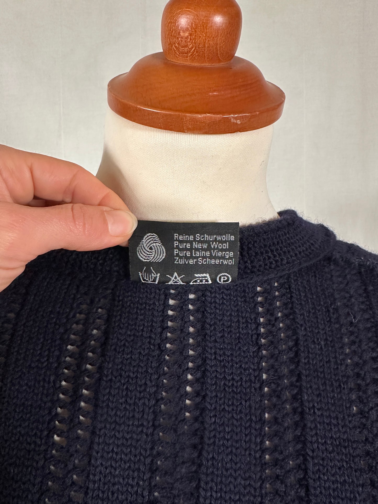 Cardigan Vintage Astrifa in Lana Blu Tg.40/42