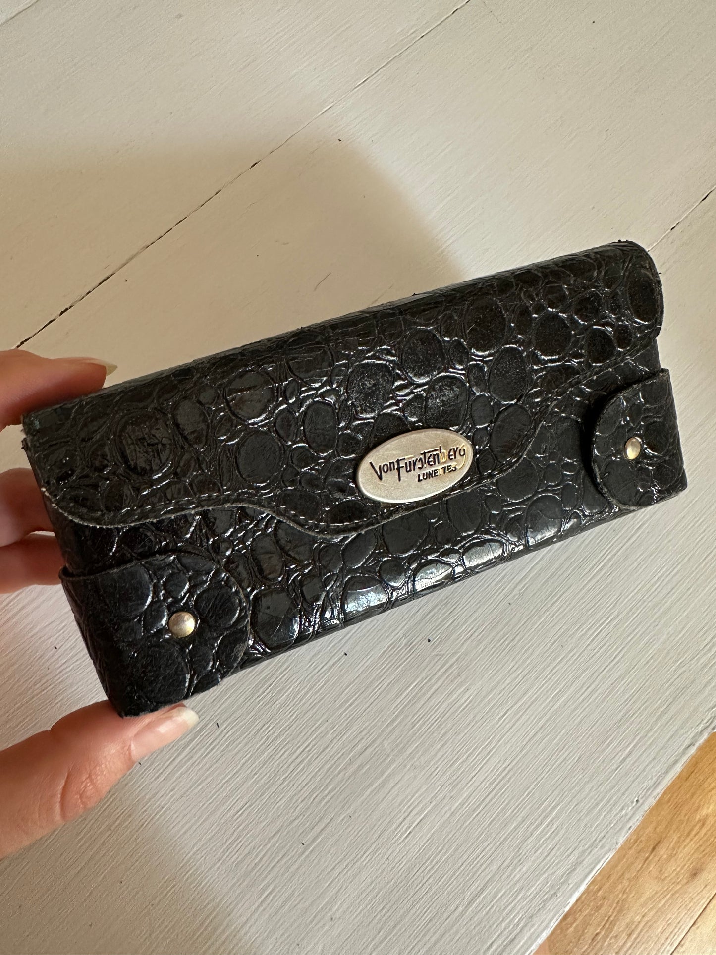Occhiali da Sole Vintage Anni ‘90 Von Fürstenberg Neri e Oro