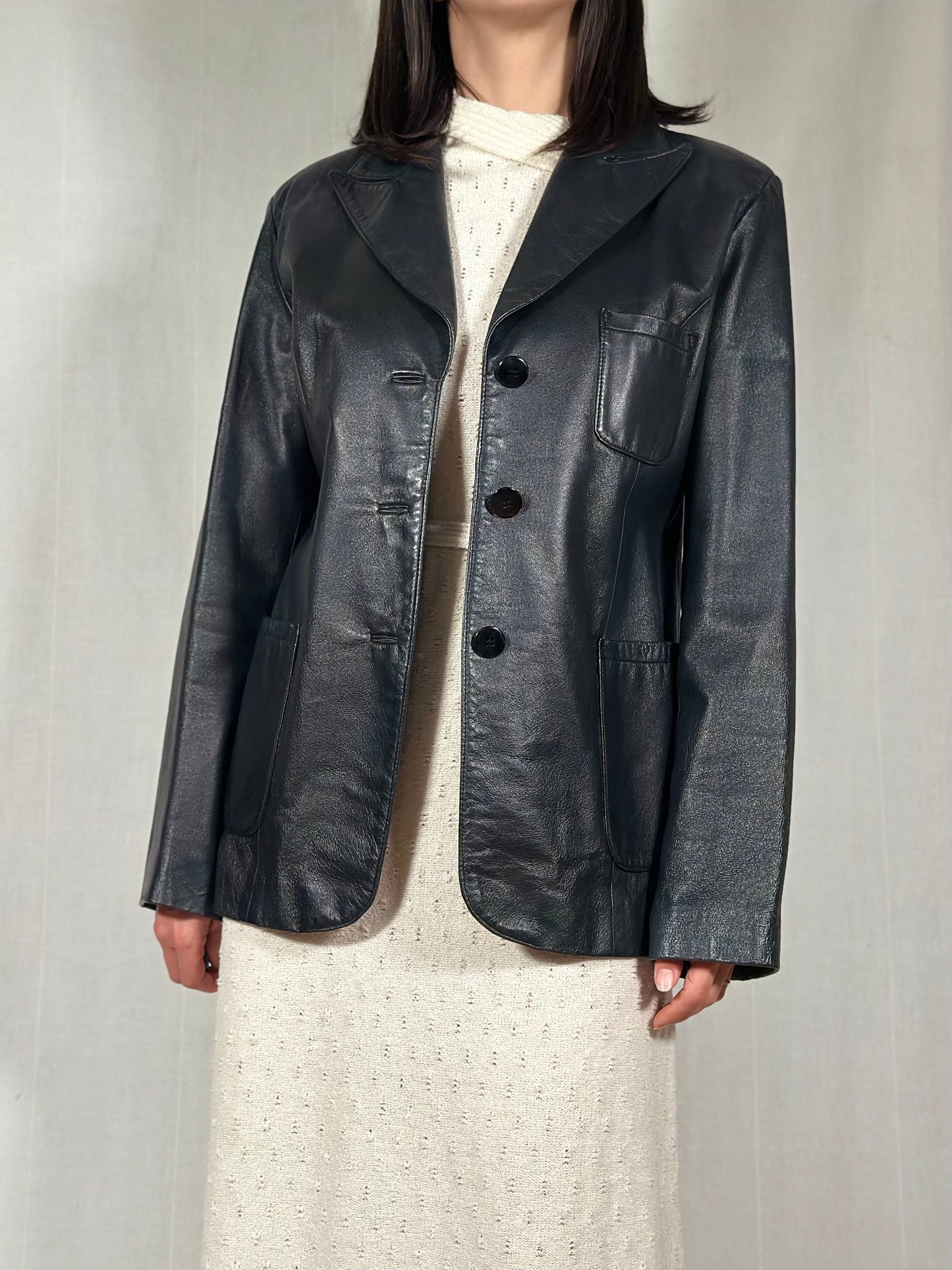 Giacca Mad’s Anni 2000 in Pelle Blu Tg.40/42