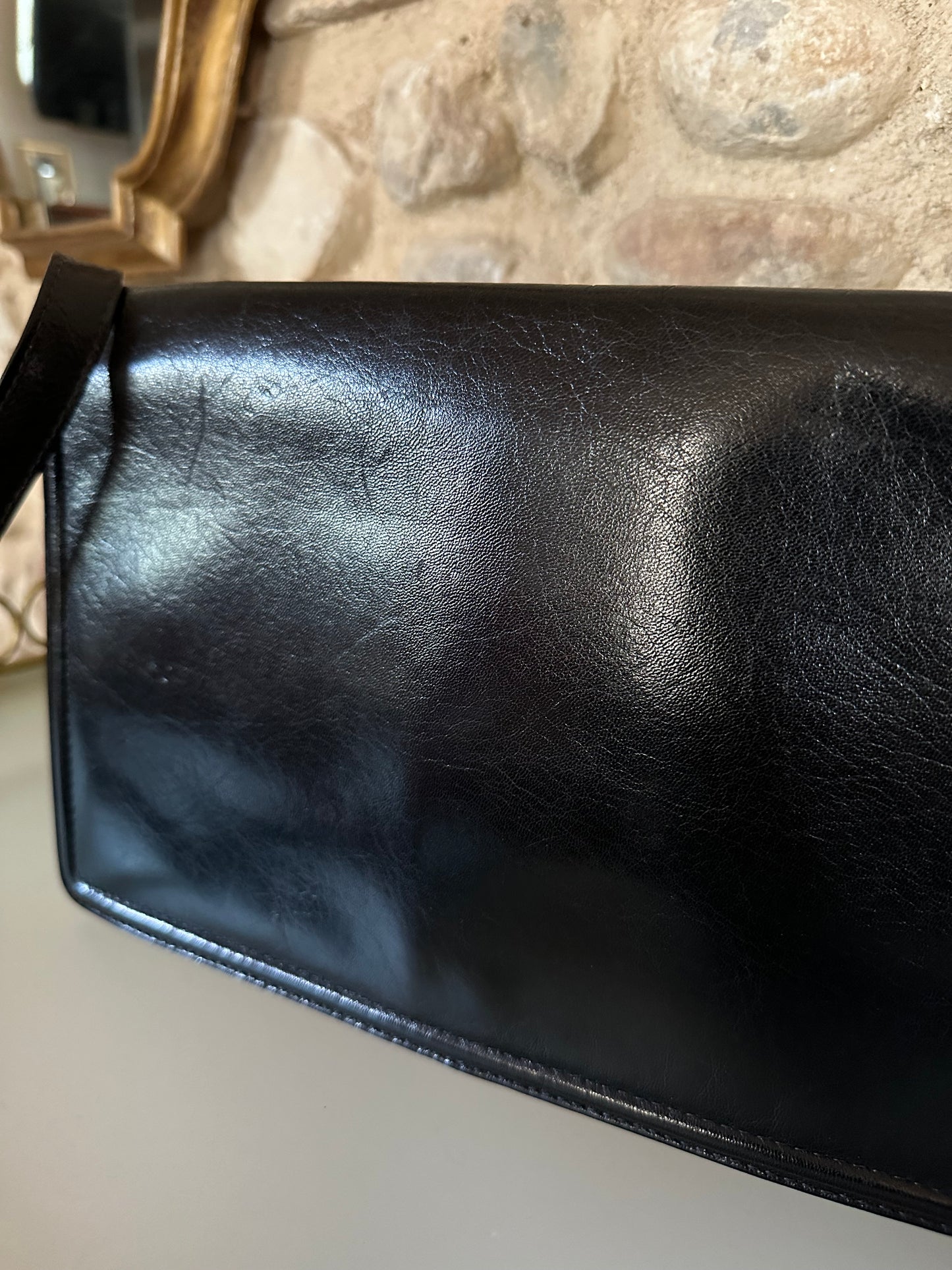 Borsa in Pelle a Spalla Anni Novanta Nera