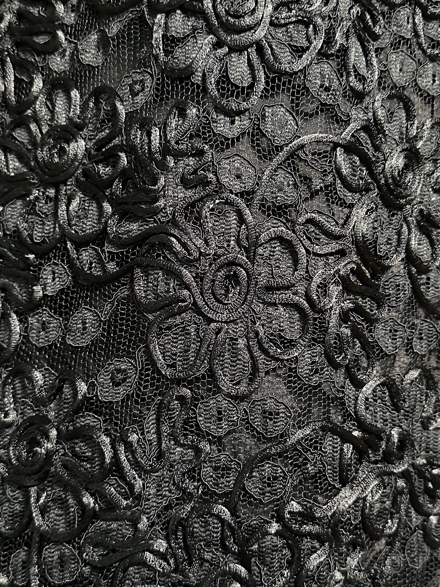 Abito Anni ‘70 in Pizzo Floreale Nero