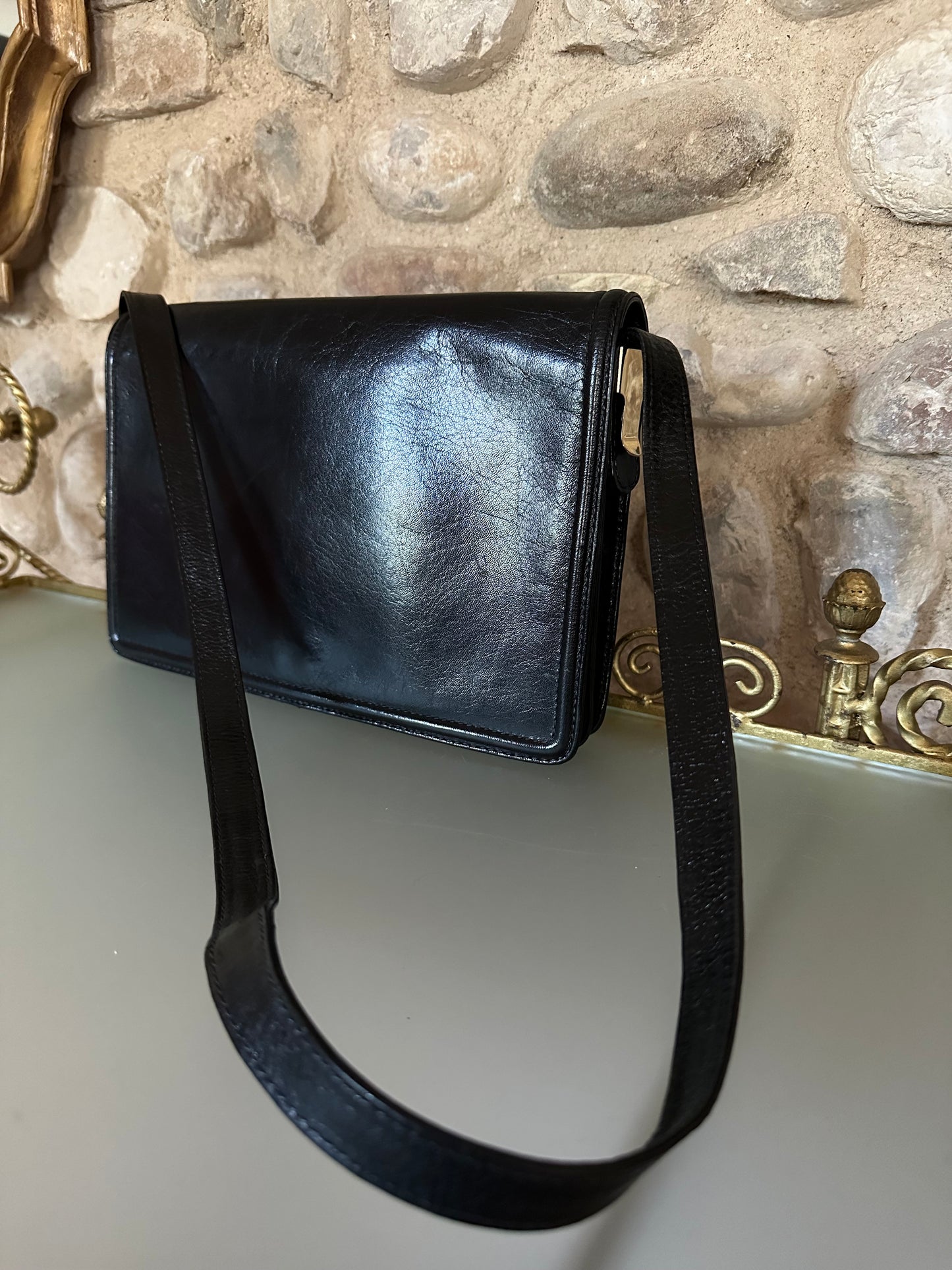 Borsa in Pelle a Spalla Anni Novanta Nera