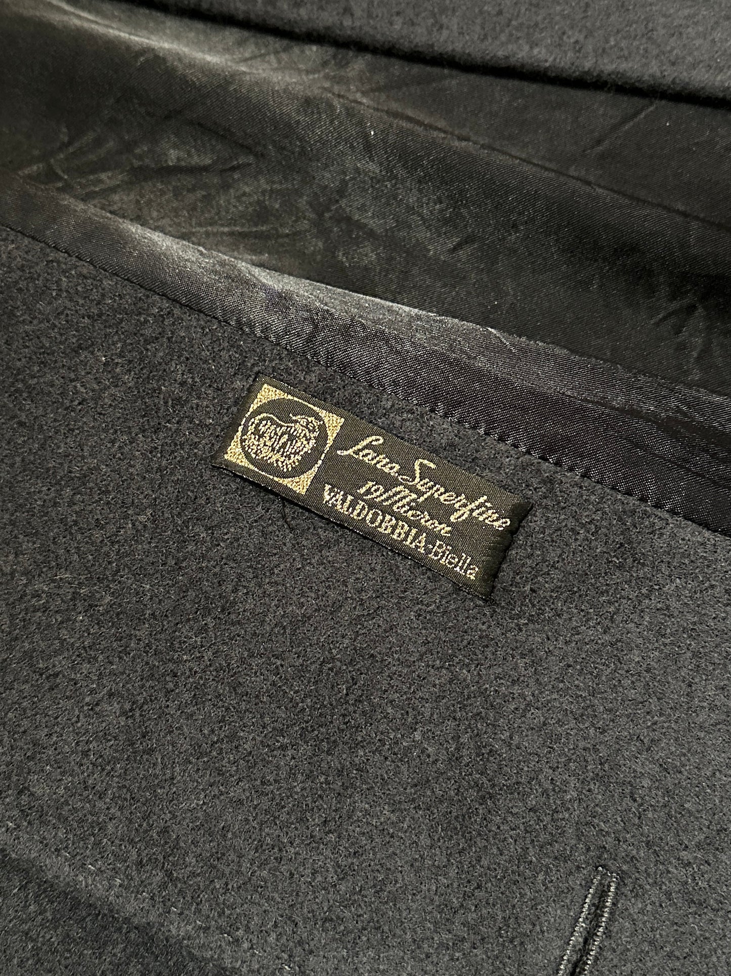 Cappotto Lungo Anni ‘90 in Lana Blu Fumo