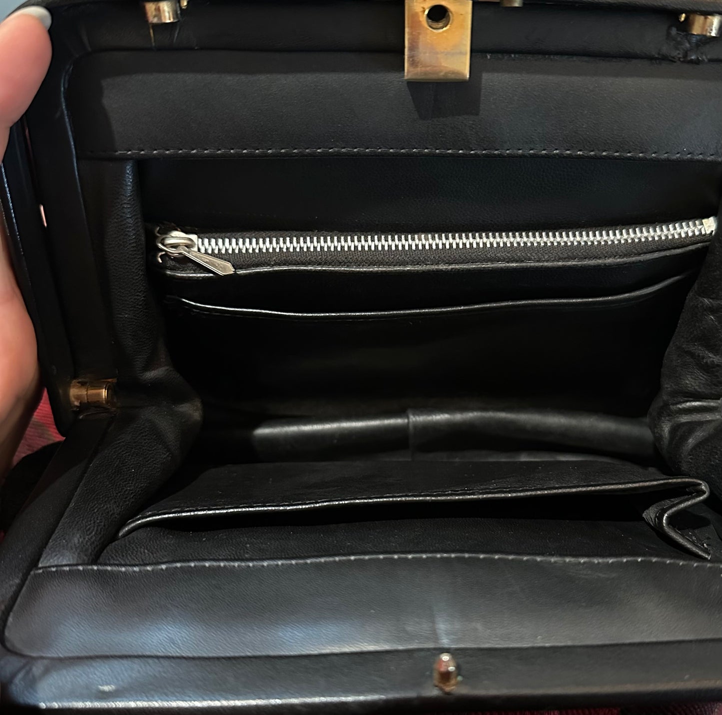 Borsa Vintage Anni ‘60 in Ciniglia e Pelle Nera