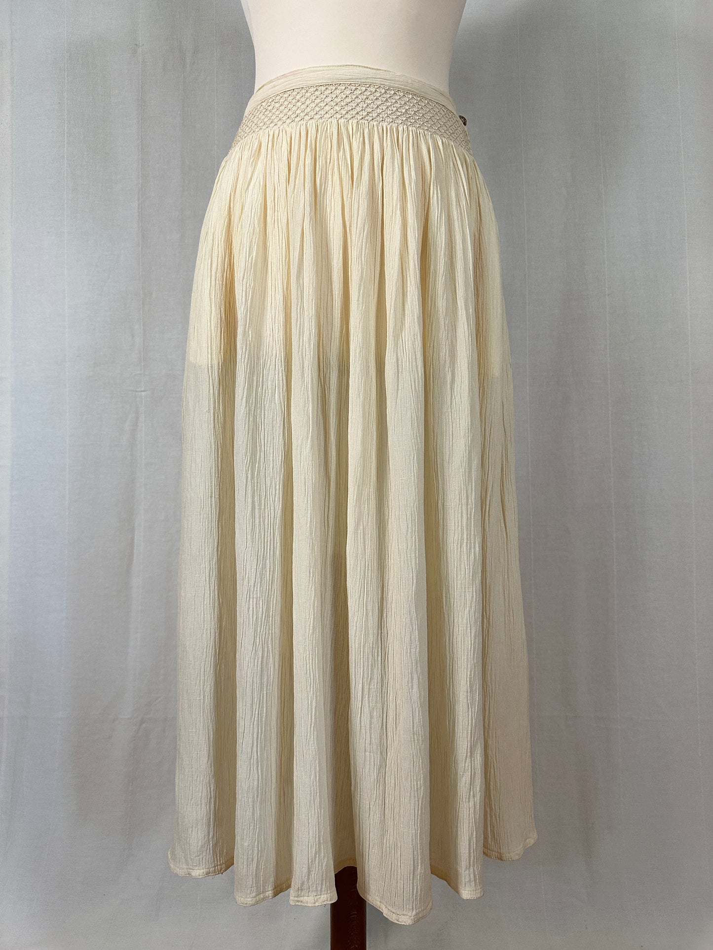Gonna Lunga Krizia Vintage Fine Anni ‘80 in Viscosa e Lino Color Crema