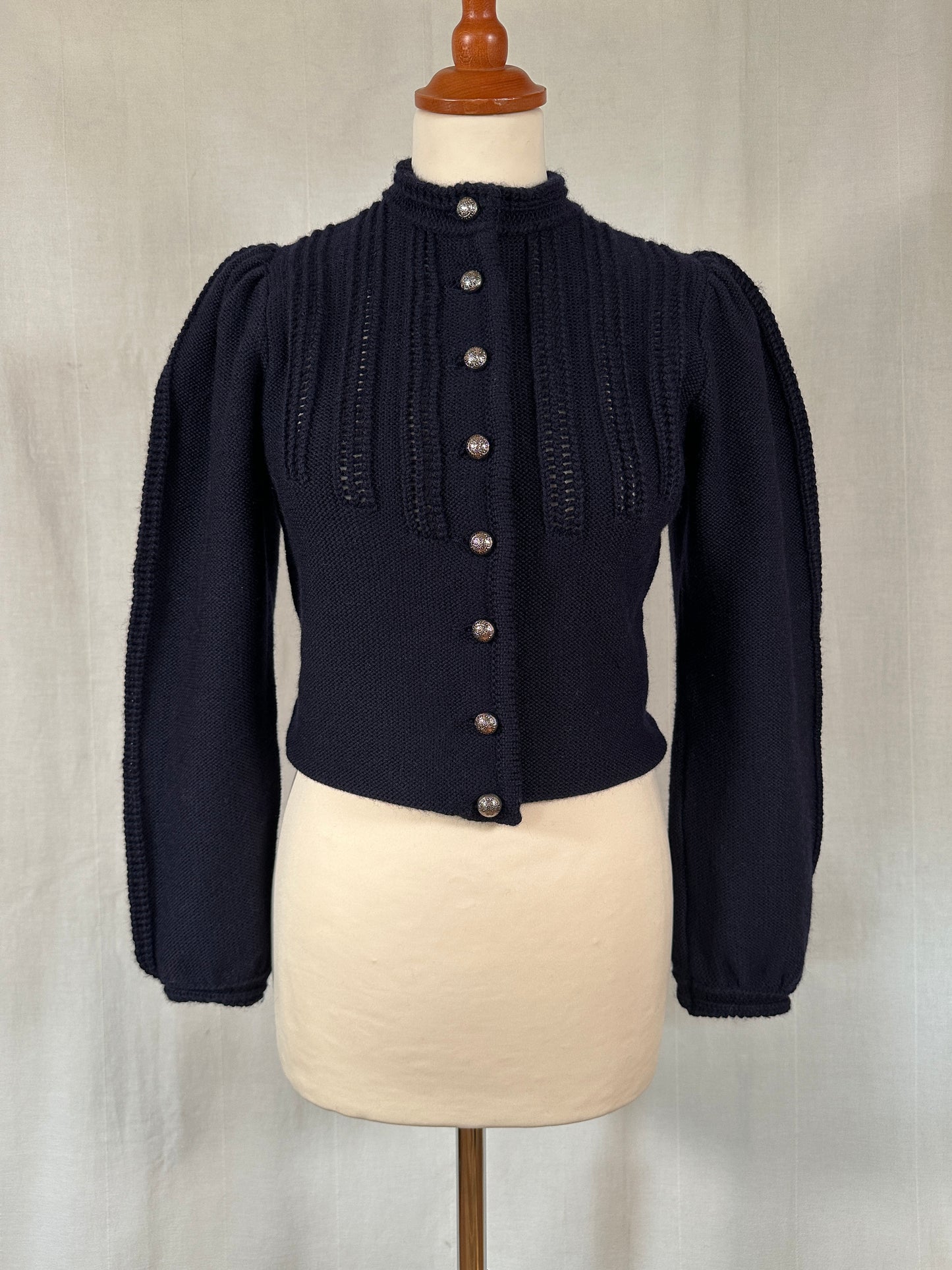 Cardigan Vintage Astrifa in Lana Blu Tg.40/42