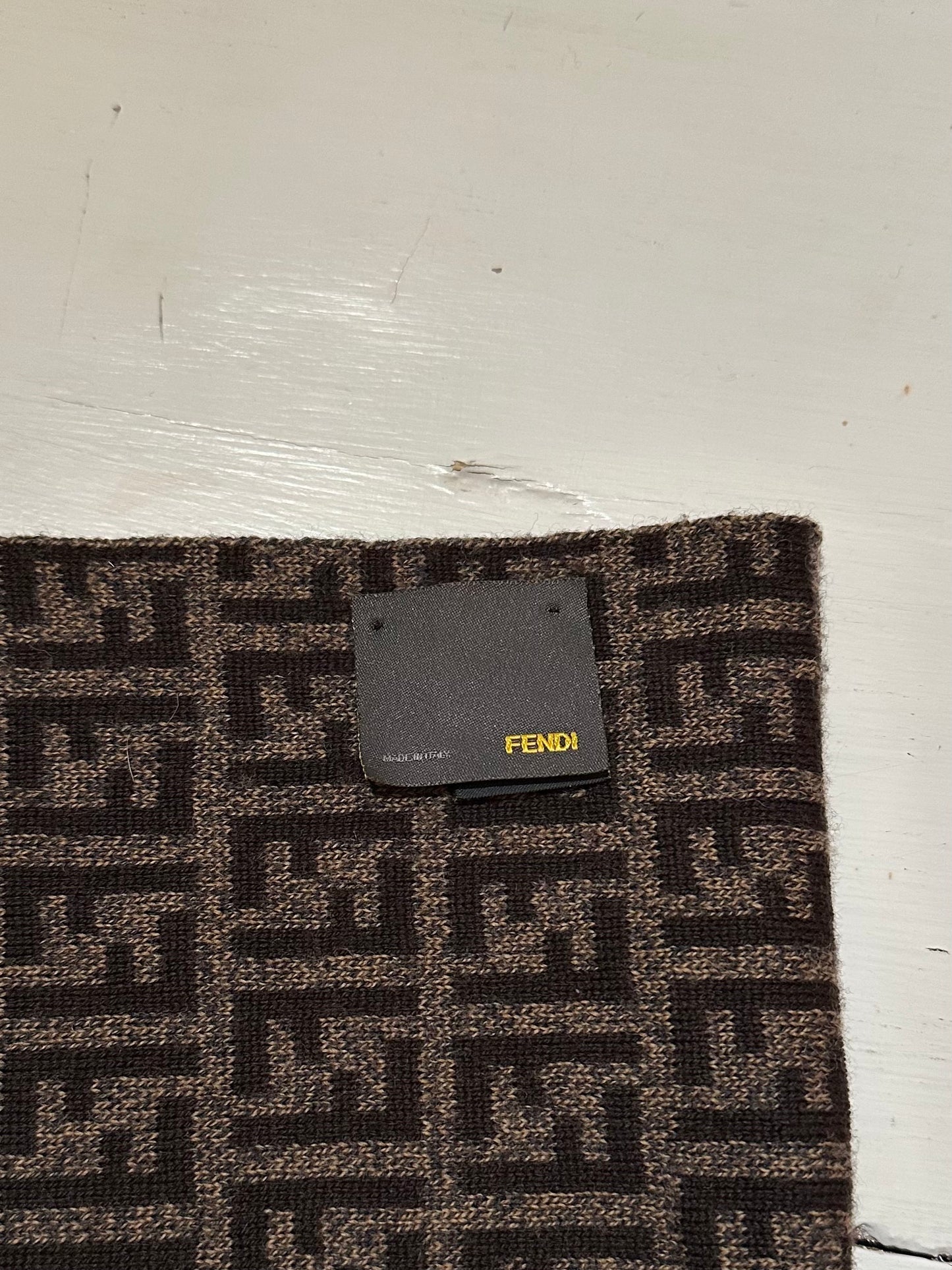 Sciarpa Fendi Monogram FF Marrone in Lana