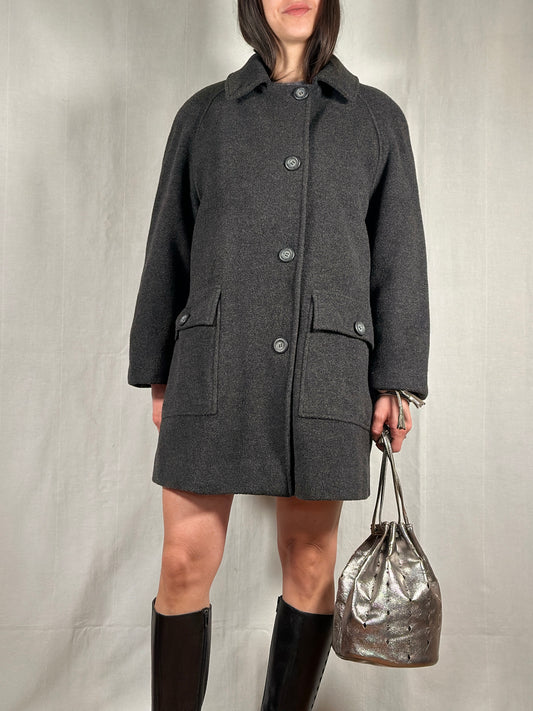 Cappotto Corto Grigio in Lana
