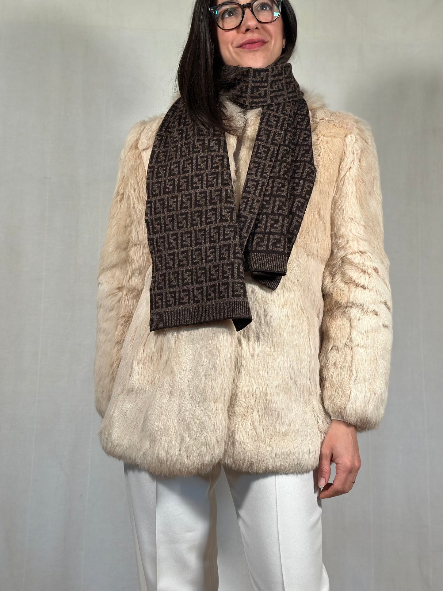 Sciarpa Fendi Monogram FF Marrone in Lana