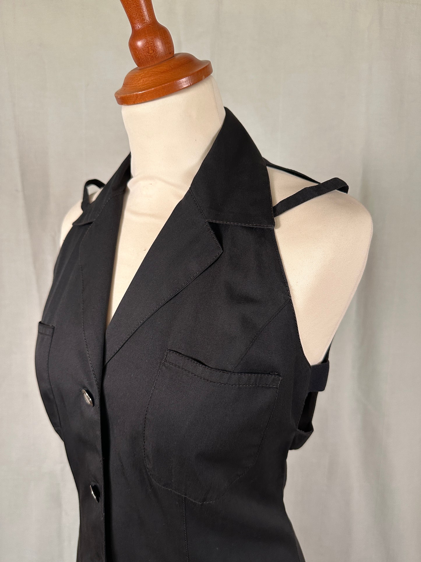 Abito Lungo Chemisier Anni 2000 Cut-Out Nero
