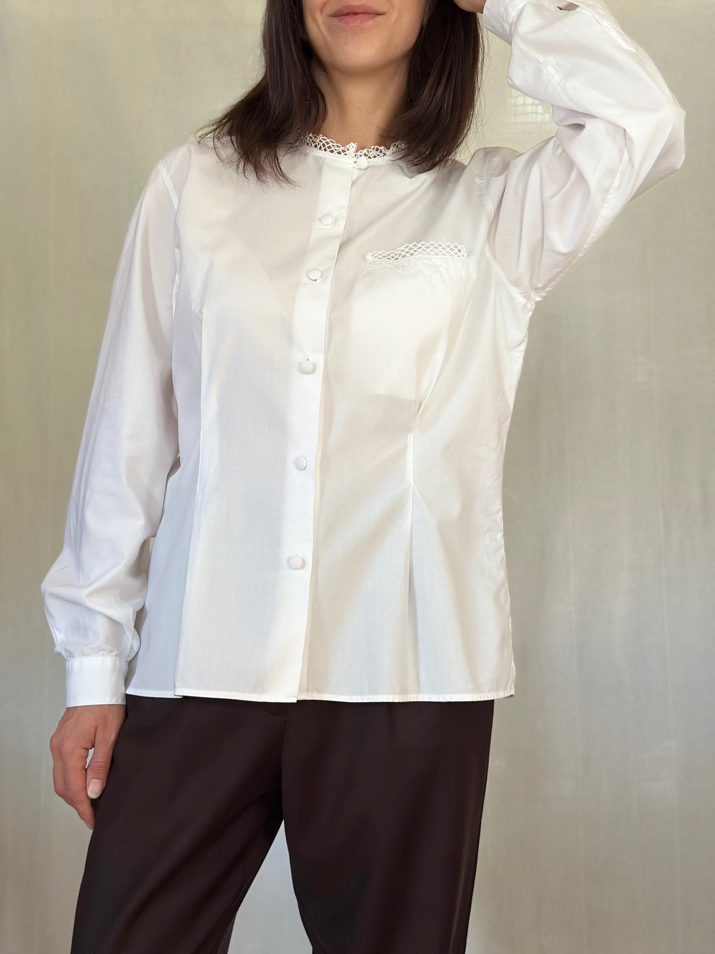 Camicia Vintage Anni ‘90 Calbros in Cotone Bianca Tg.46/48
